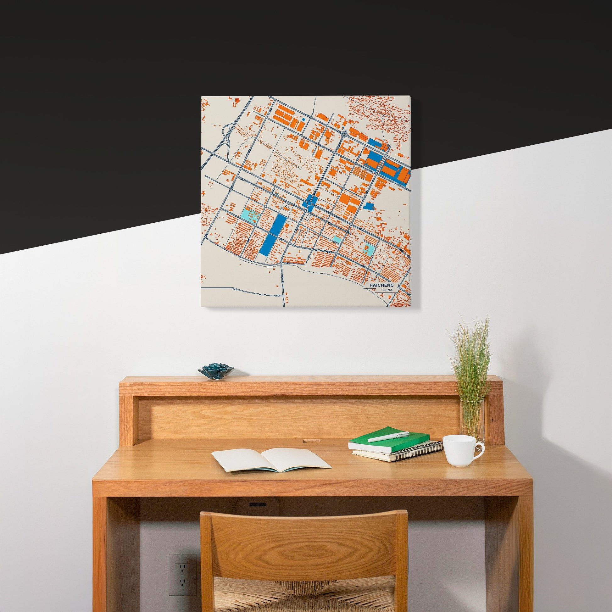 Haicheng China Colorful City Map Canvas Print Scene