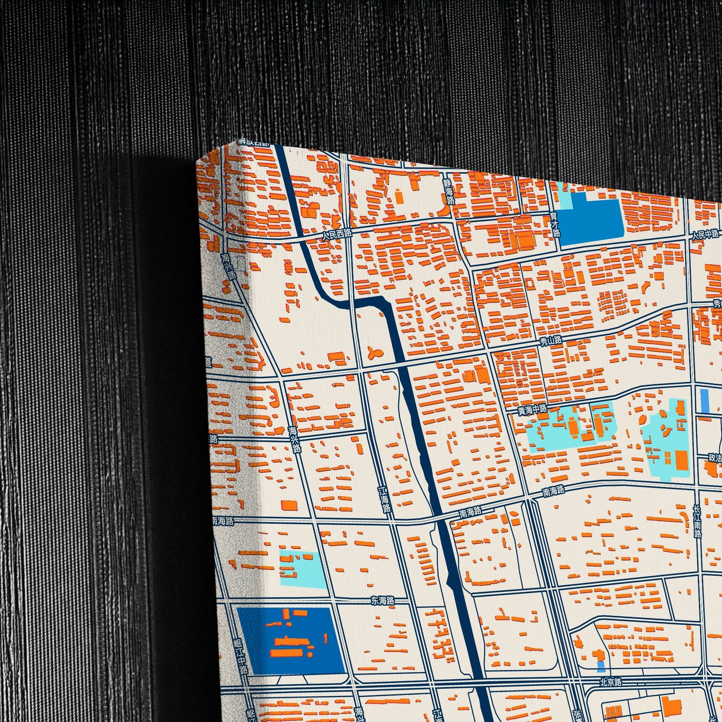 Haimen China Colorful City Map Canvas Print Detail