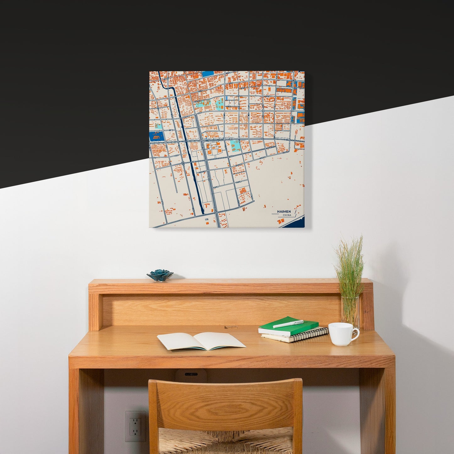 Haimen China Colorful City Map Canvas Print Scene