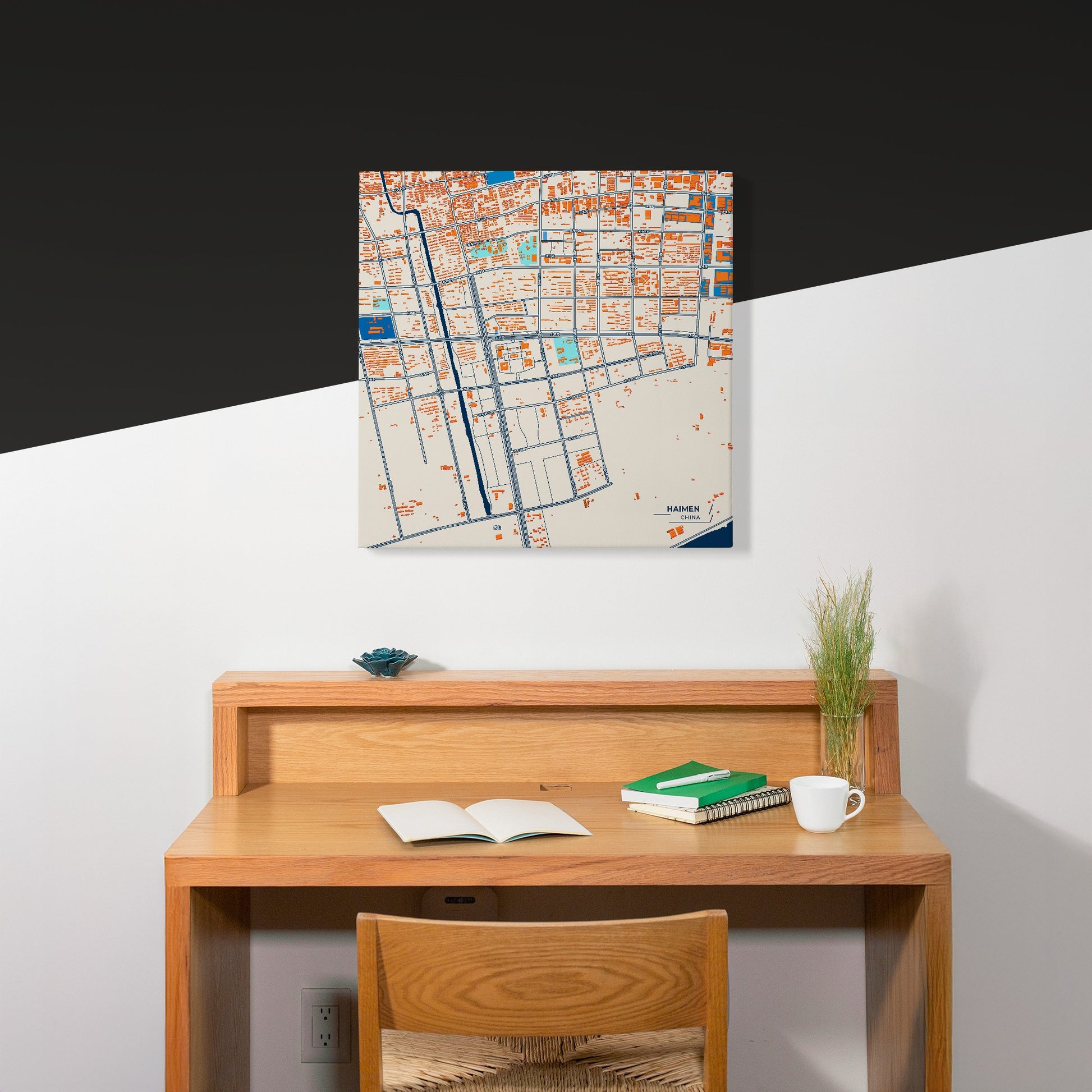 Haimen China Colorful City Map Canvas Print Scene