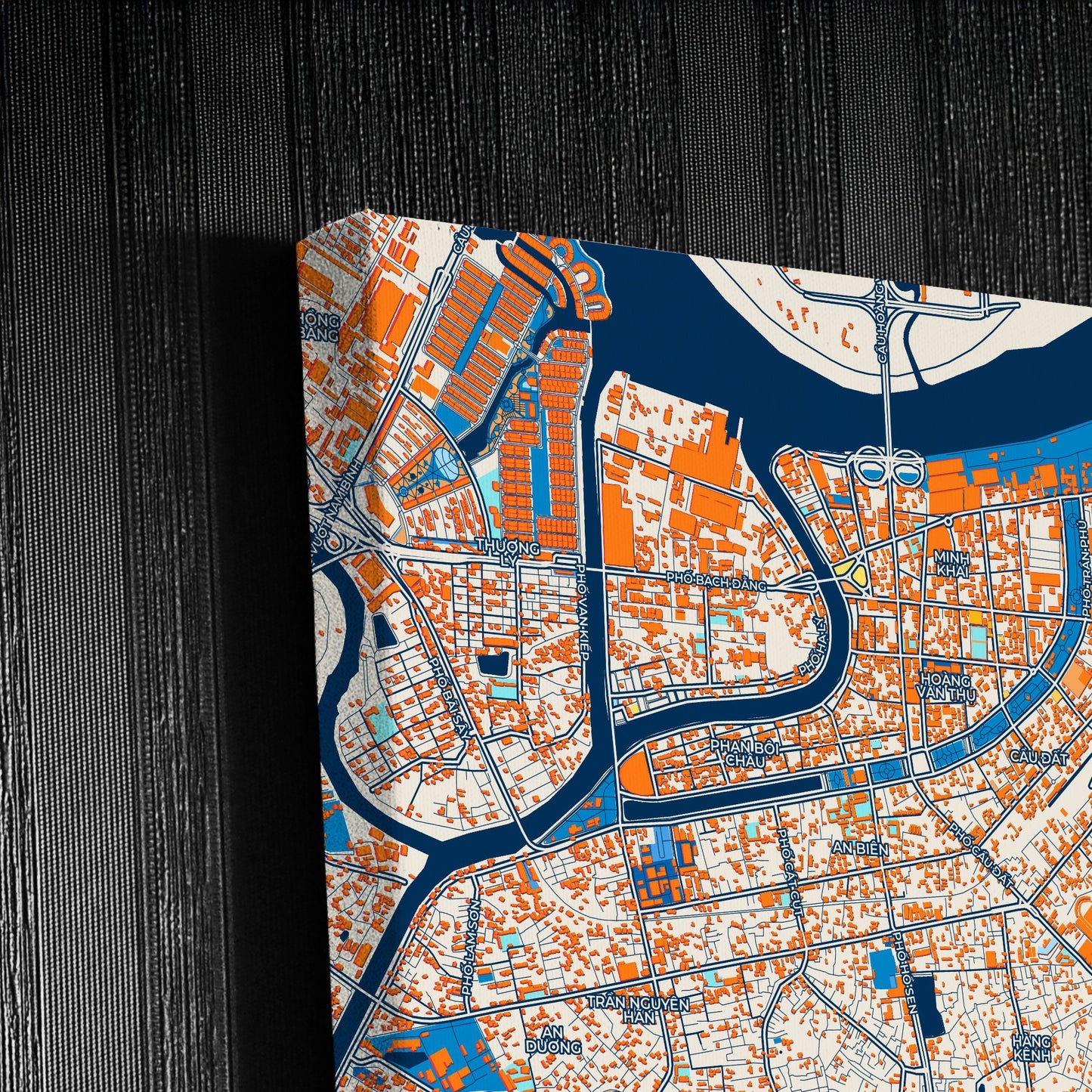 Haiphong Vietnam Colorful City Map Canvas Print Detail