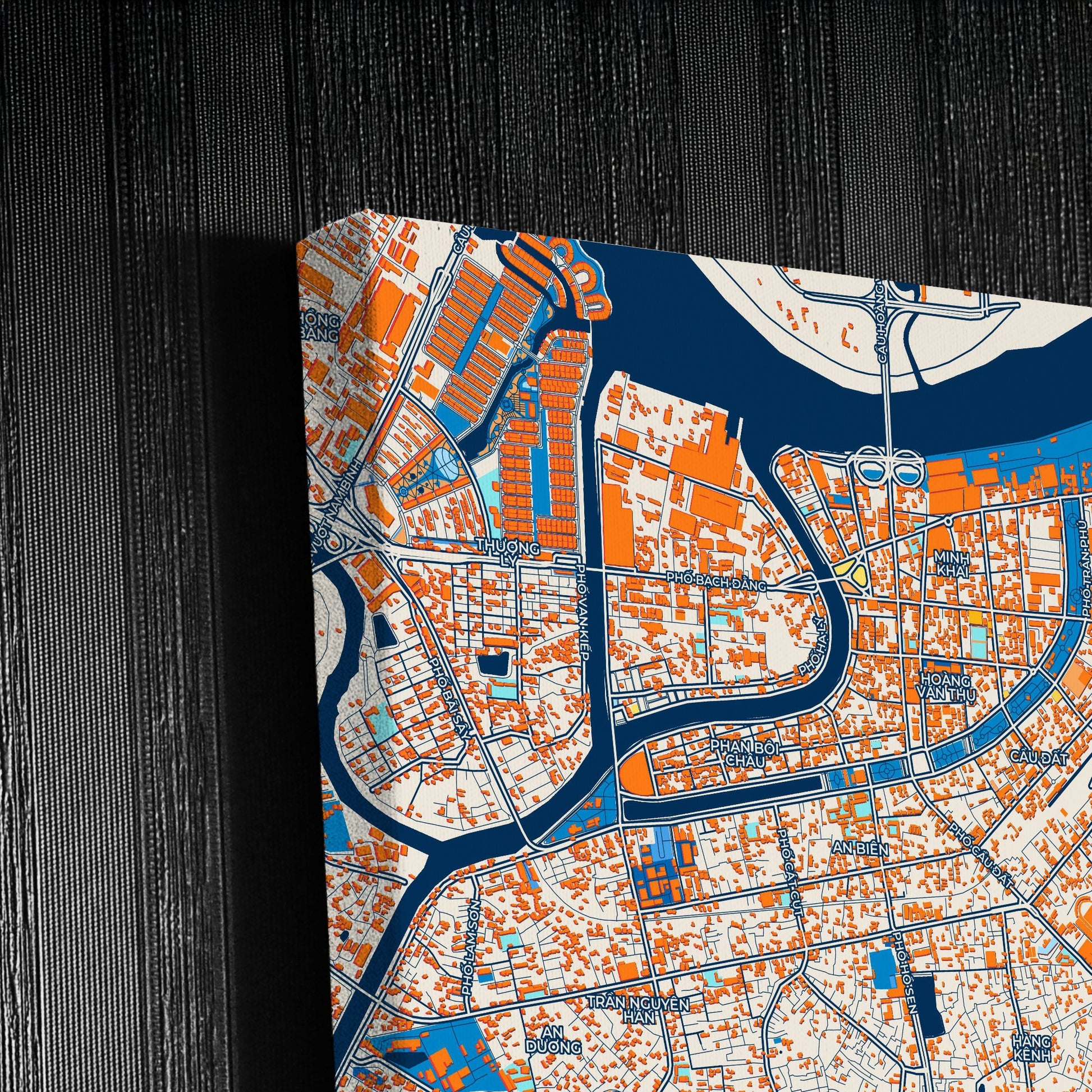 Haiphong Vietnam Colorful City Map Canvas Print Detail