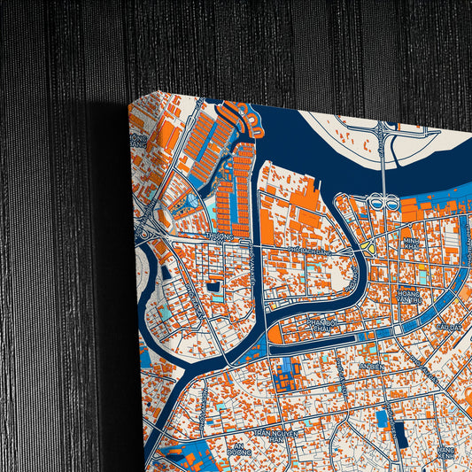 Haiphong Vietnam Colorful City Map Canvas Print Detail