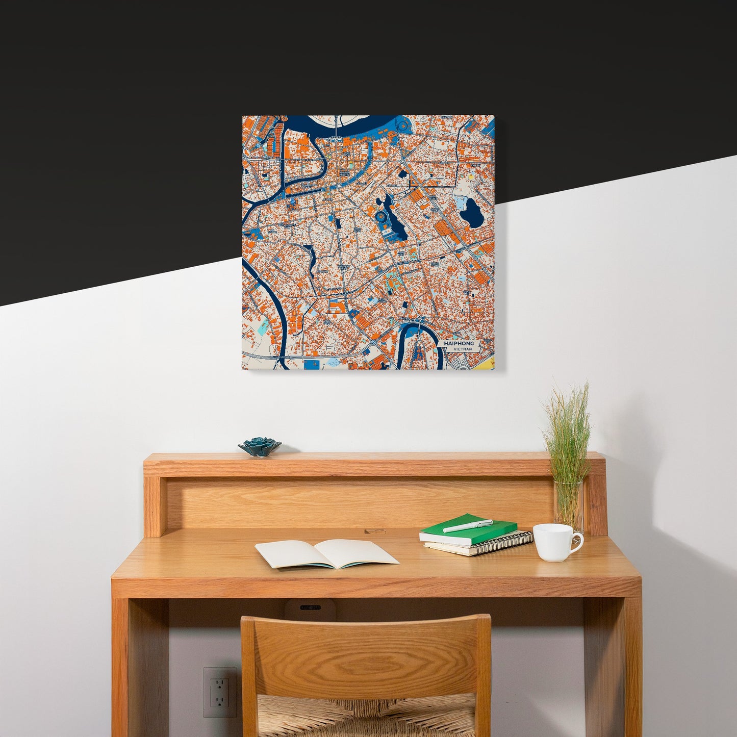 Haiphong Vietnam Colorful City Map Canvas Print Scene