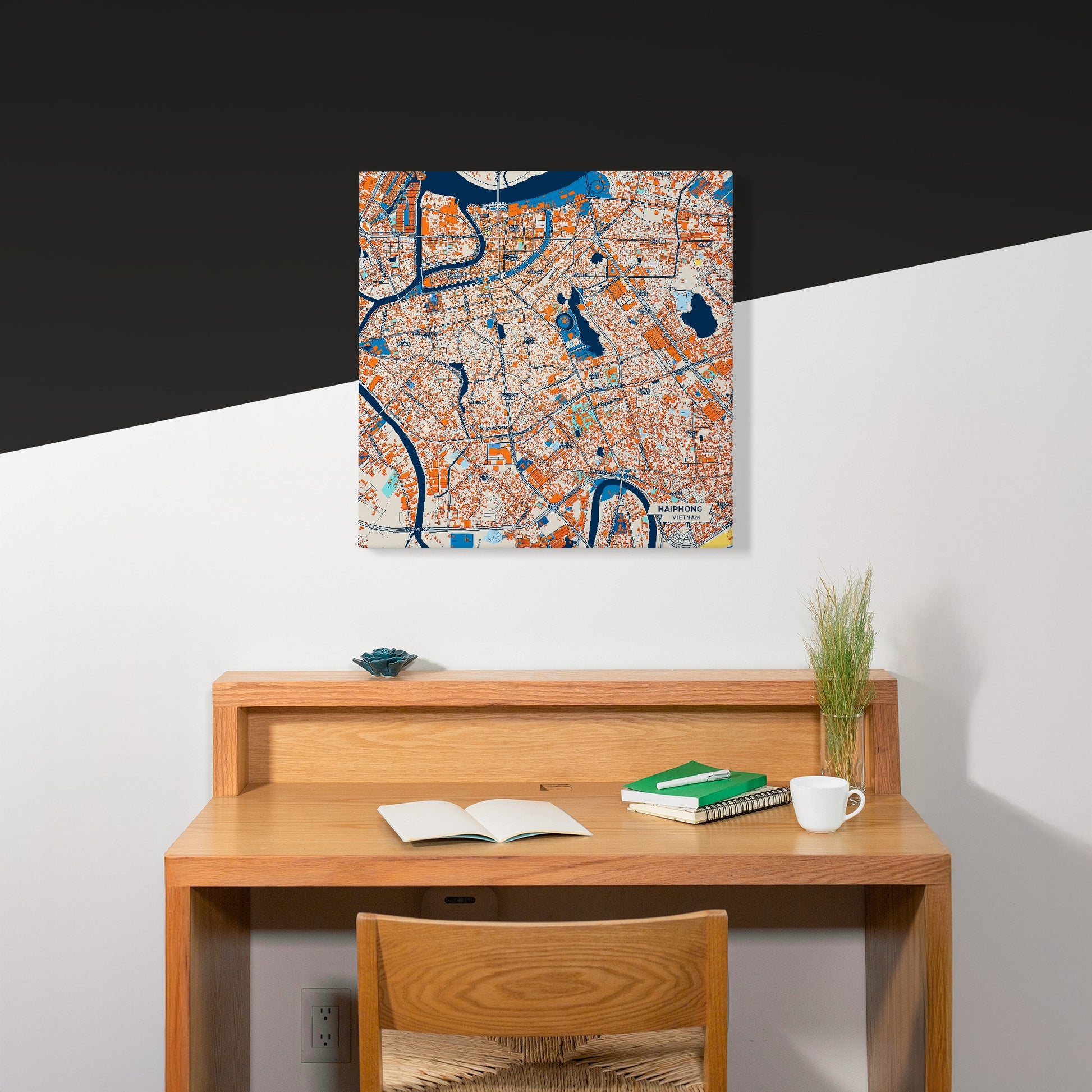 Haiphong Vietnam Colorful City Map Canvas Print Scene