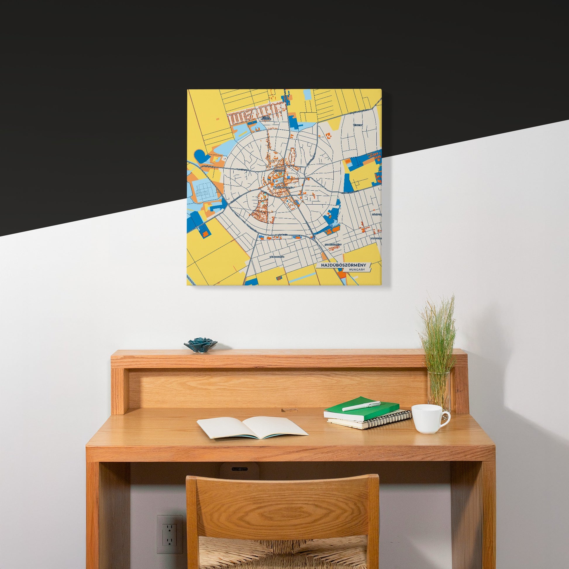 Hajdúböszörmény Hungary Colorful City Map Canvas Print Scene