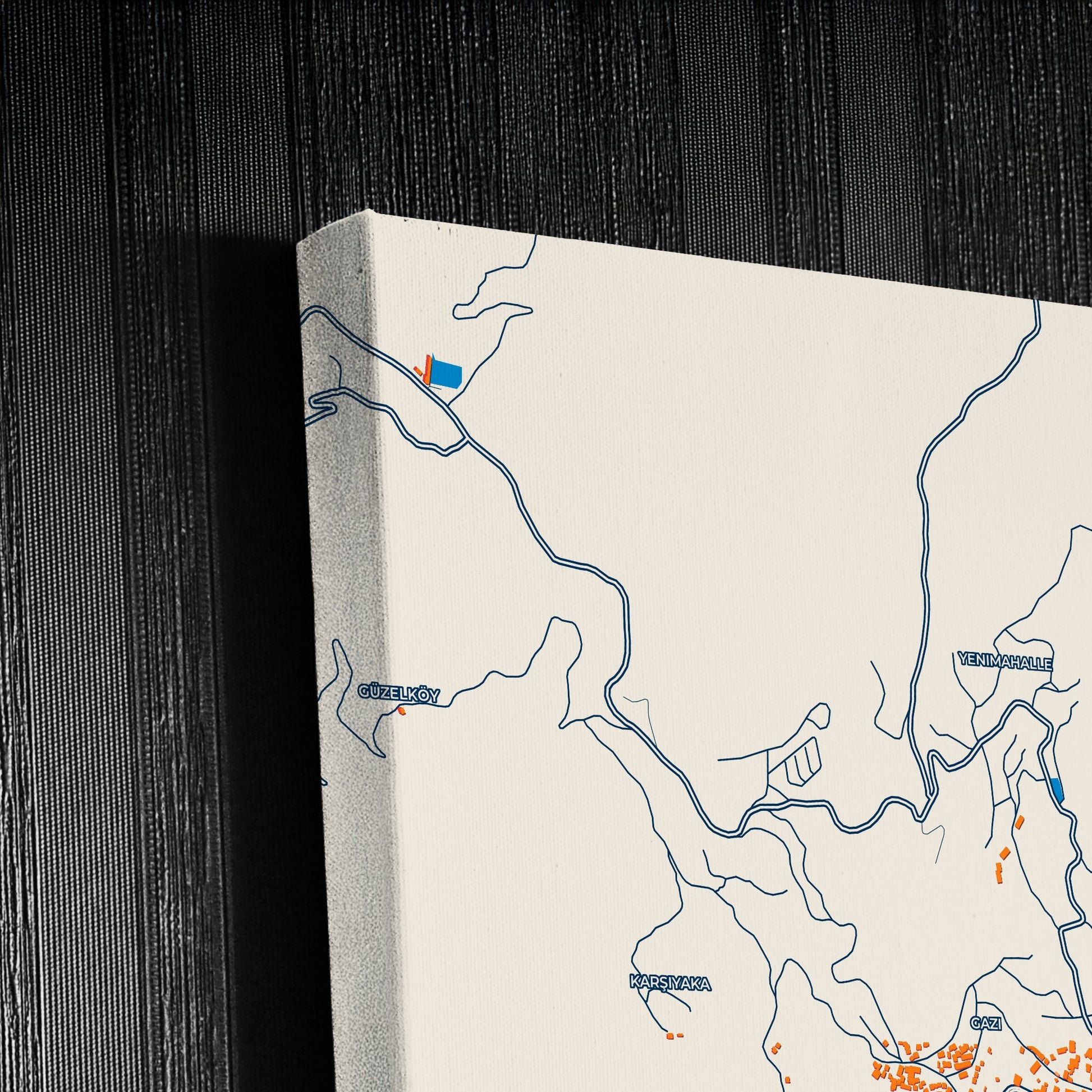 Hakkari Turkey Colorful City Map Canvas Print Detail