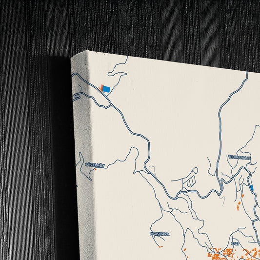 Hakkari Turkey Colorful City Map Canvas Print Detail
