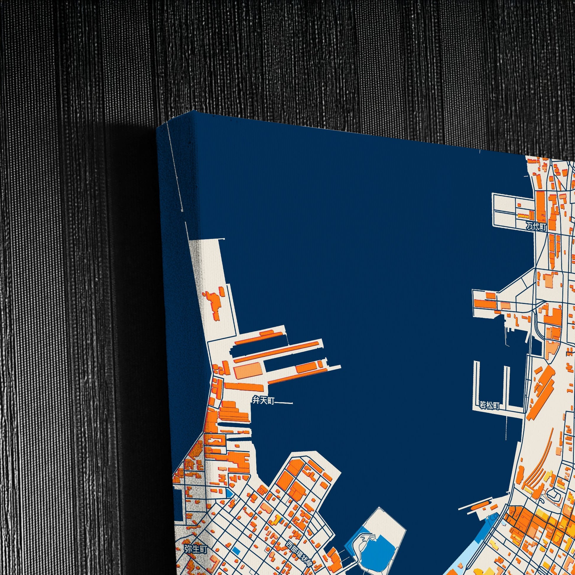 Hakodate Japan Colorful City Map Canvas Print Detail