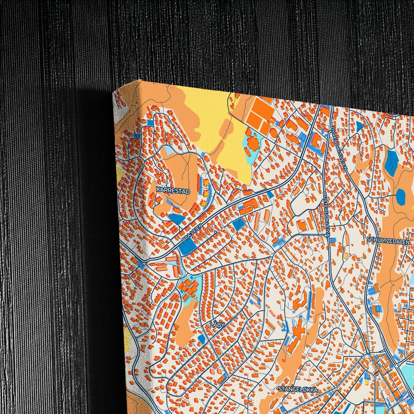 Halden Norway Colorful City Map Canvas Print Detail