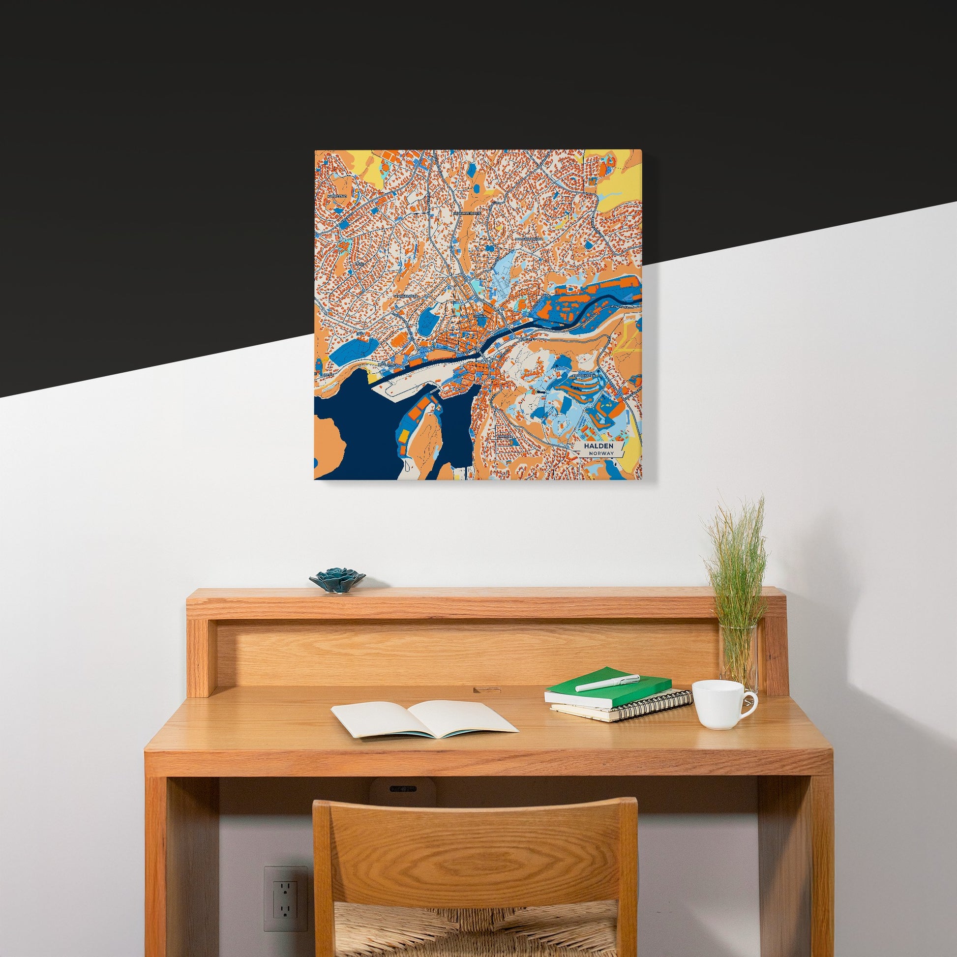 Halden Norway Colorful City Map Canvas Print Scene