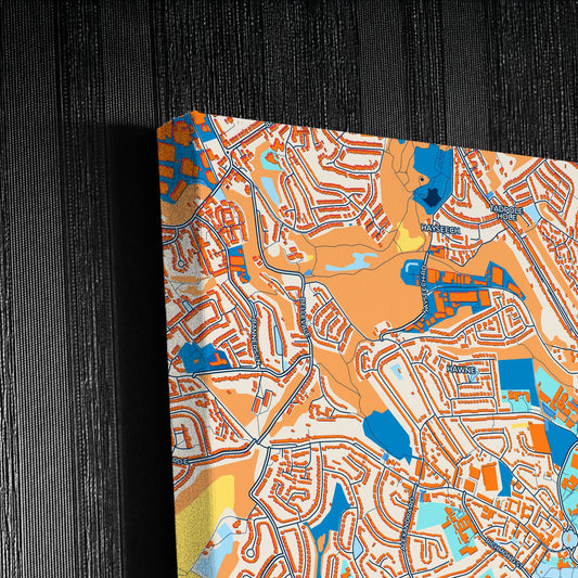 Halesowen England Colorful City Map Canvas Print Detail