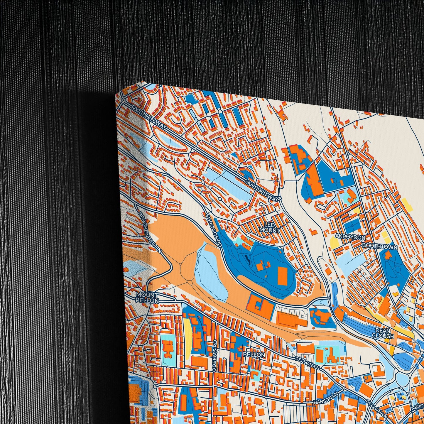 Halifax England Colorful City Map Canvas Print Detail