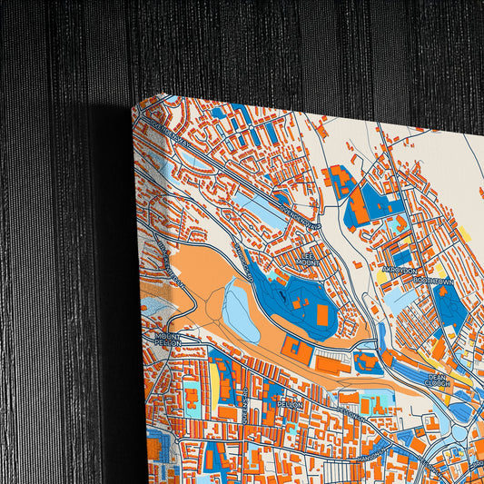 Halifax England Colorful City Map Canvas Print Detail