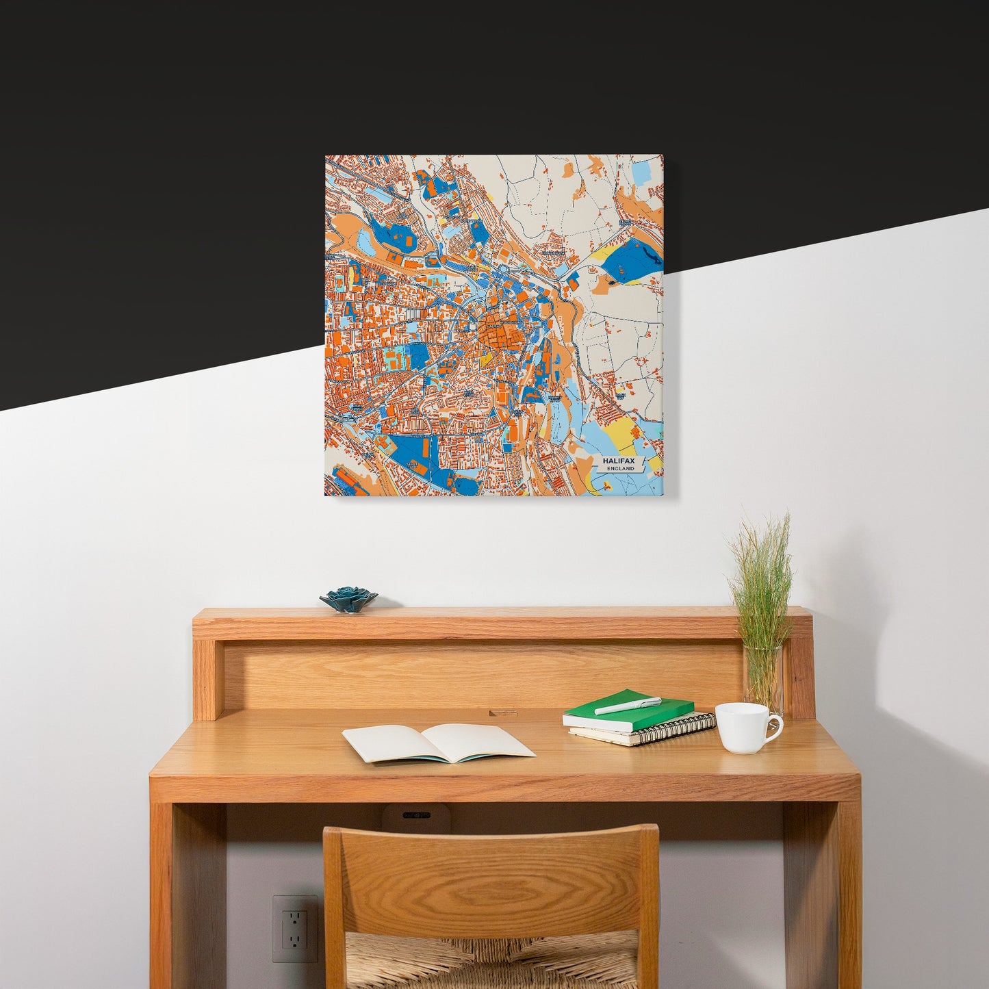 Halifax England Colorful City Map Canvas Print Scene