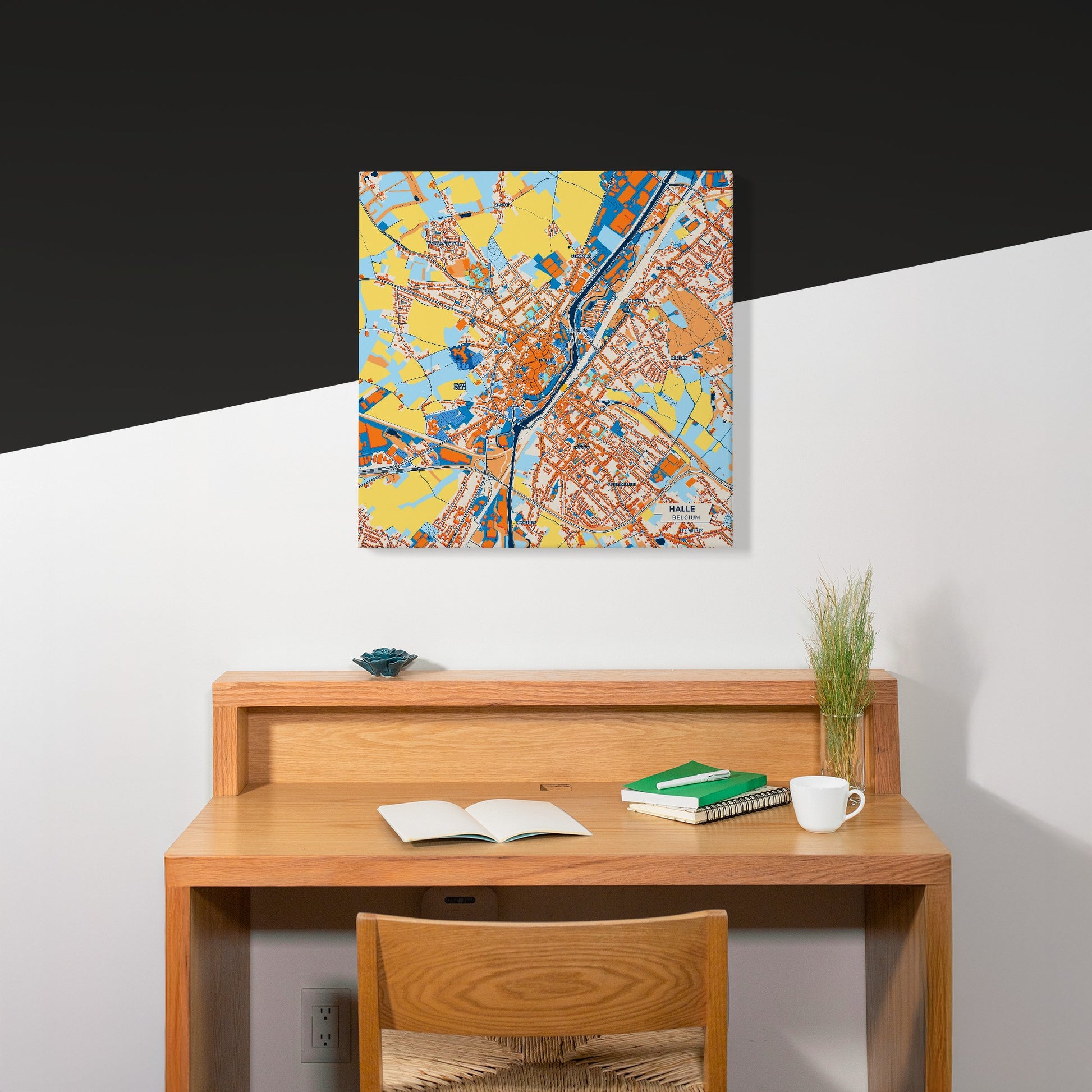Halle  Belgium Colorful City Map Canvas Print Scene