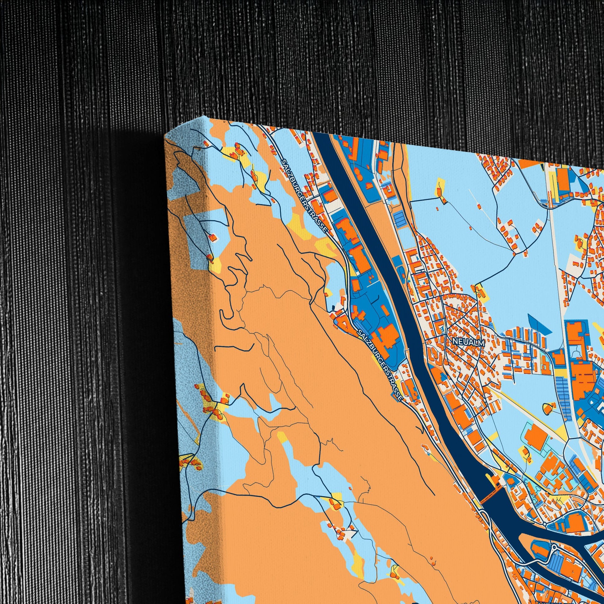 Hallein Austria Colorful City Map Canvas Print Detail