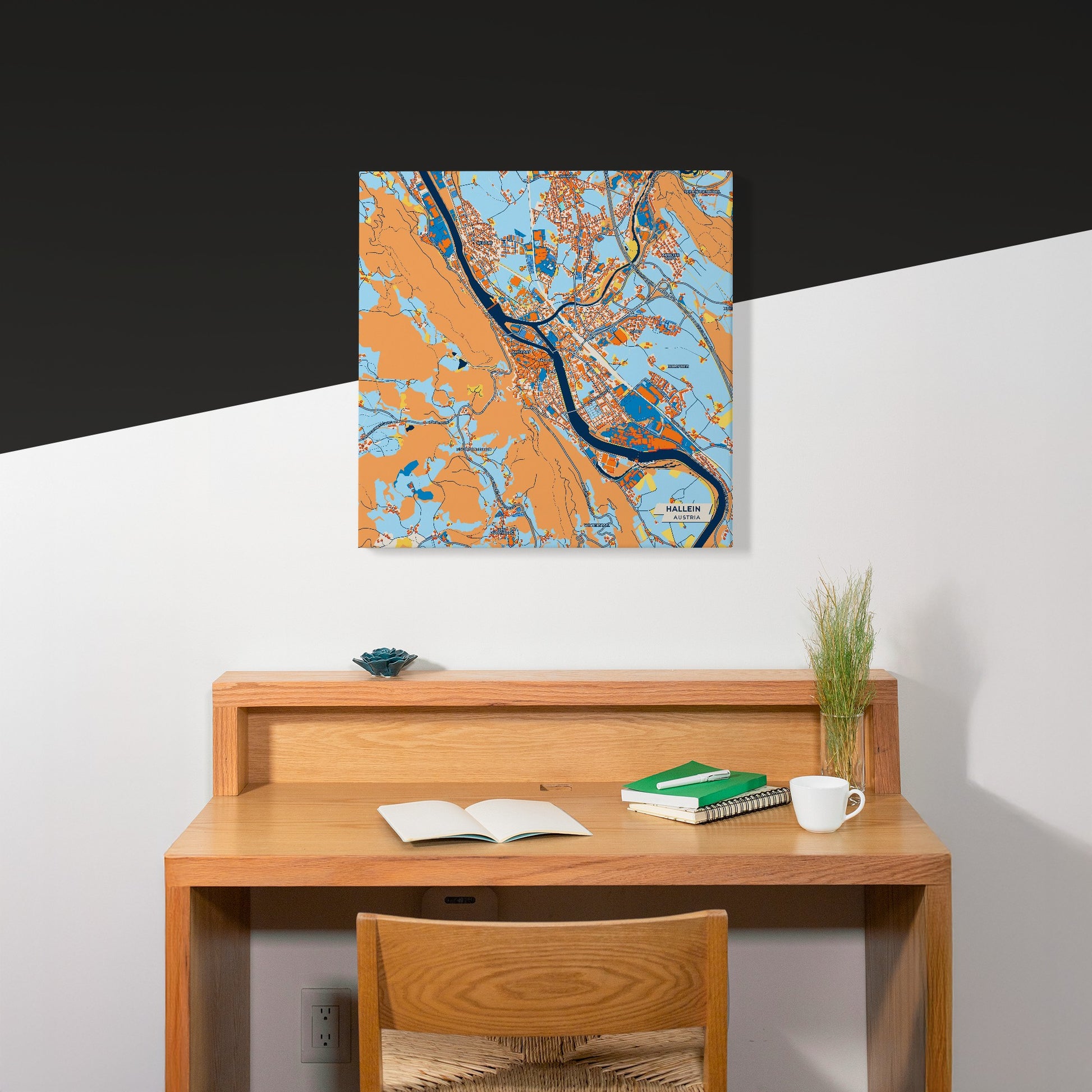 Hallein Austria Colorful City Map Canvas Print Scene