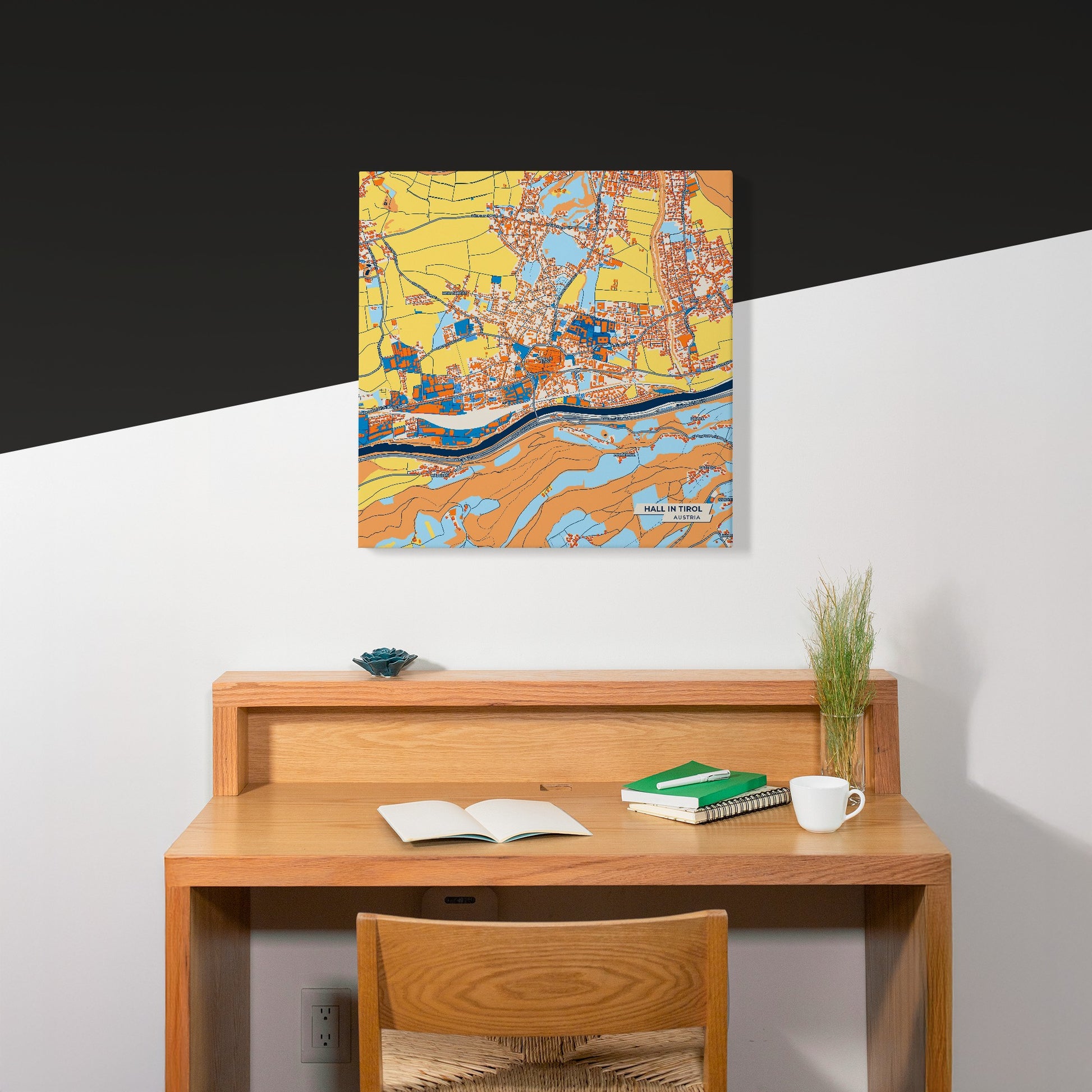 Hall In Tirol Austria Colorful City Map Canvas Print Scene