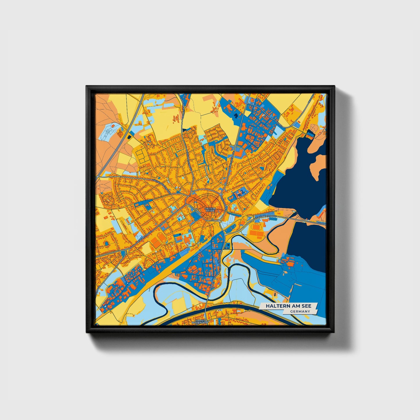 Haltern Am See Germany Colorful City Map Canvas Print • Black Framed