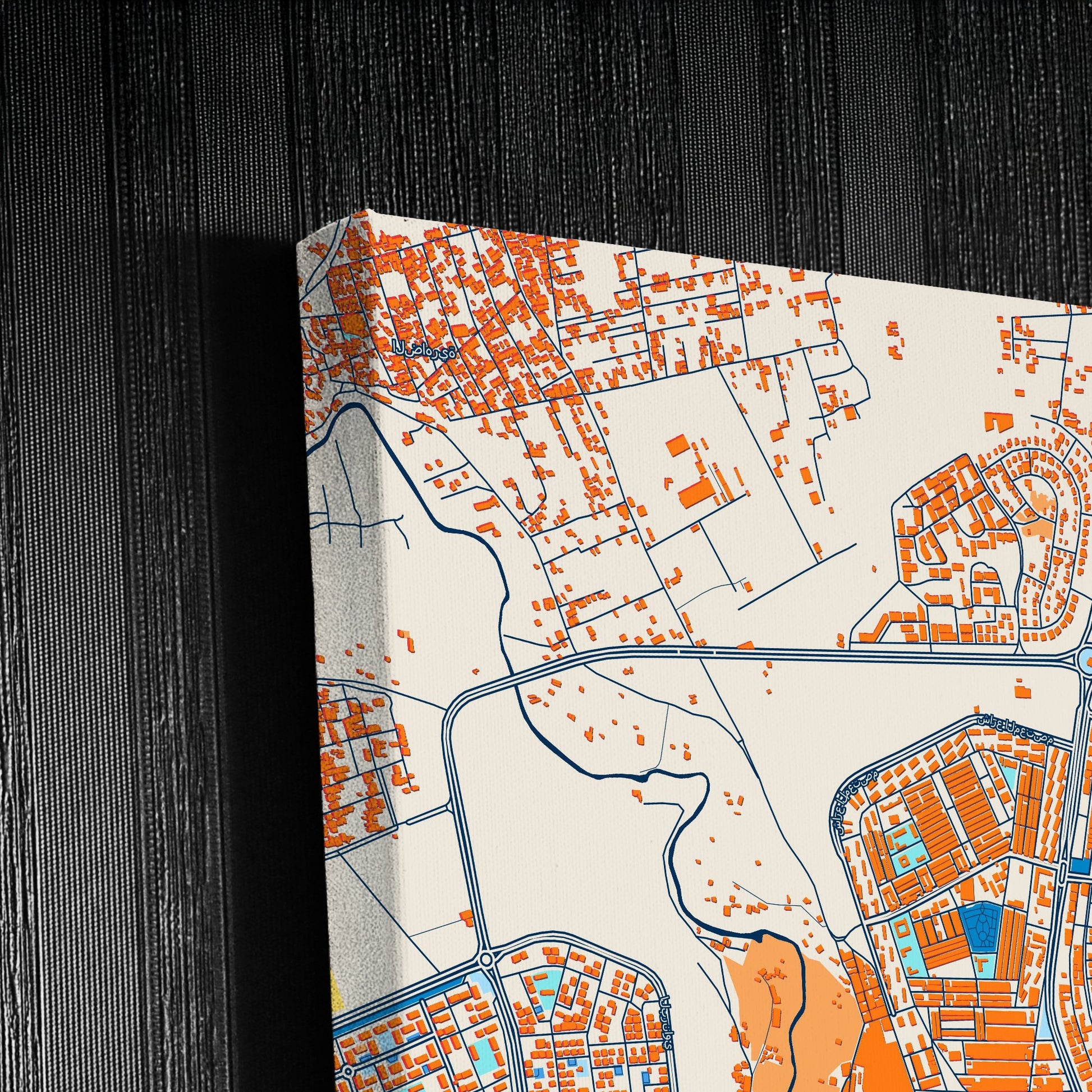 Hama Syria Colorful City Map Canvas Print Detail