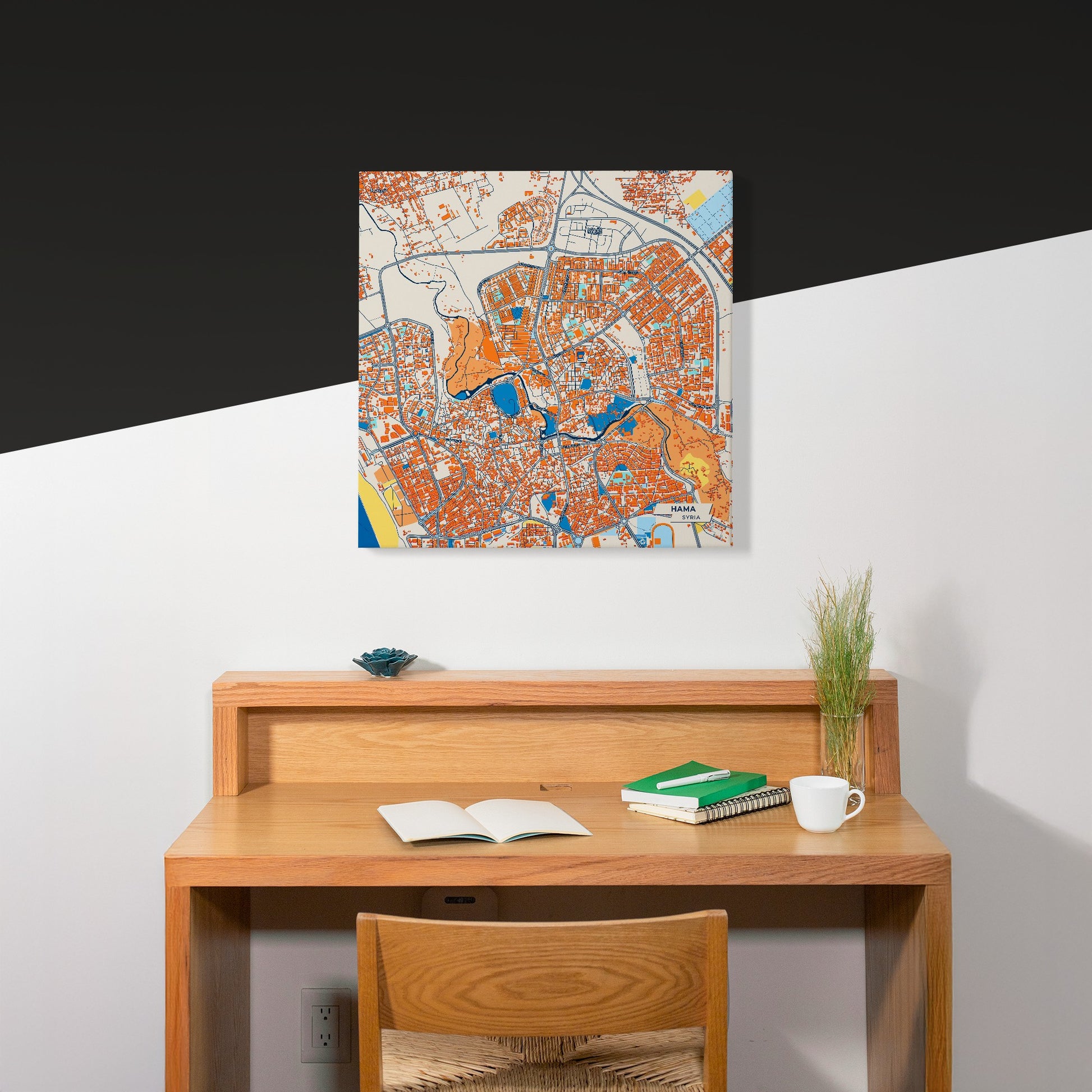 Hama Syria Colorful City Map Canvas Print Scene