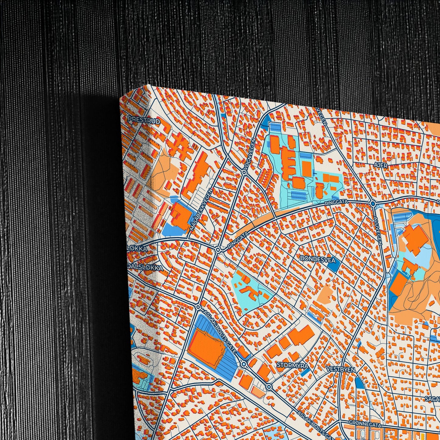 Hamar Norway Colorful City Map Canvas Print Detail