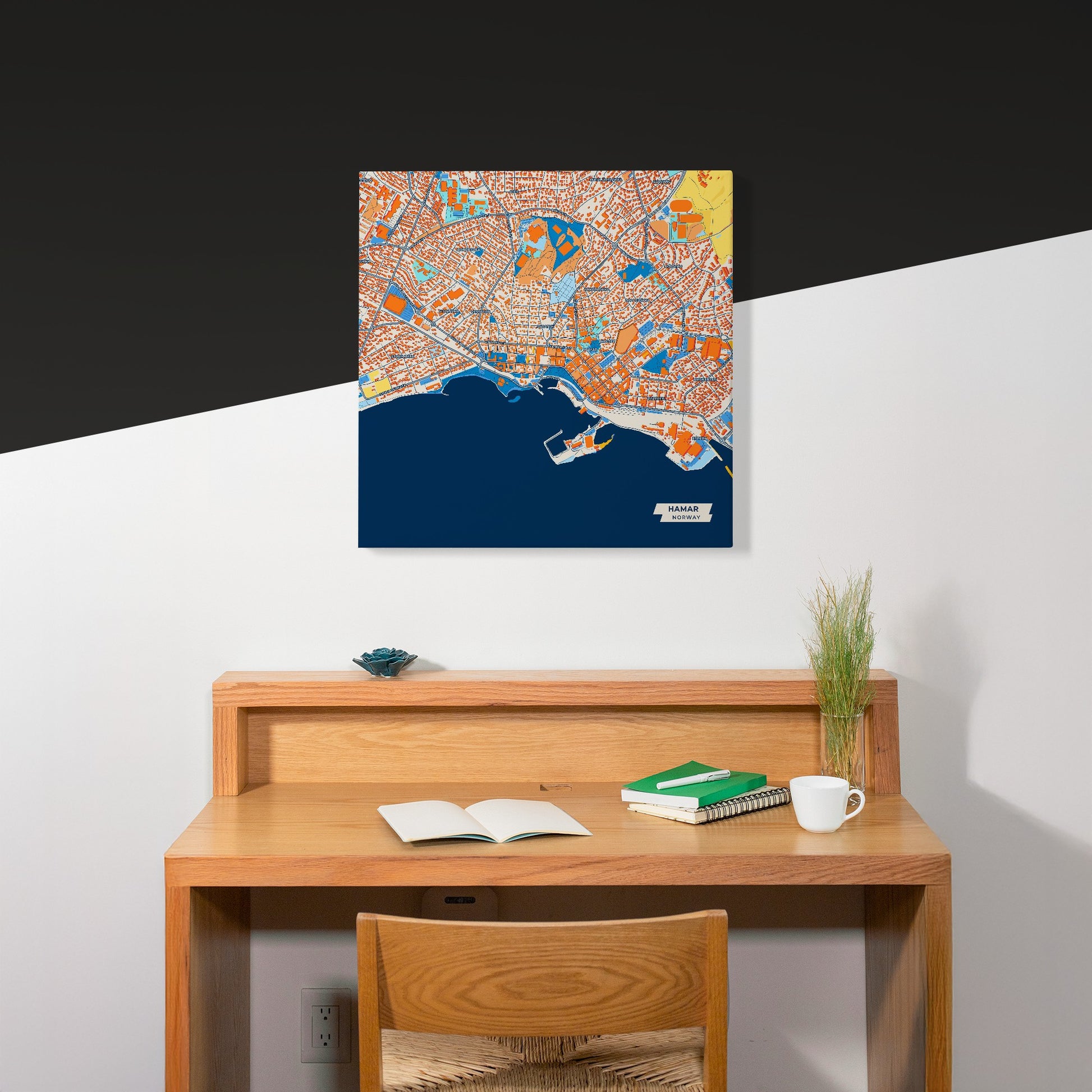 Hamar Norway Colorful City Map Canvas Print Scene