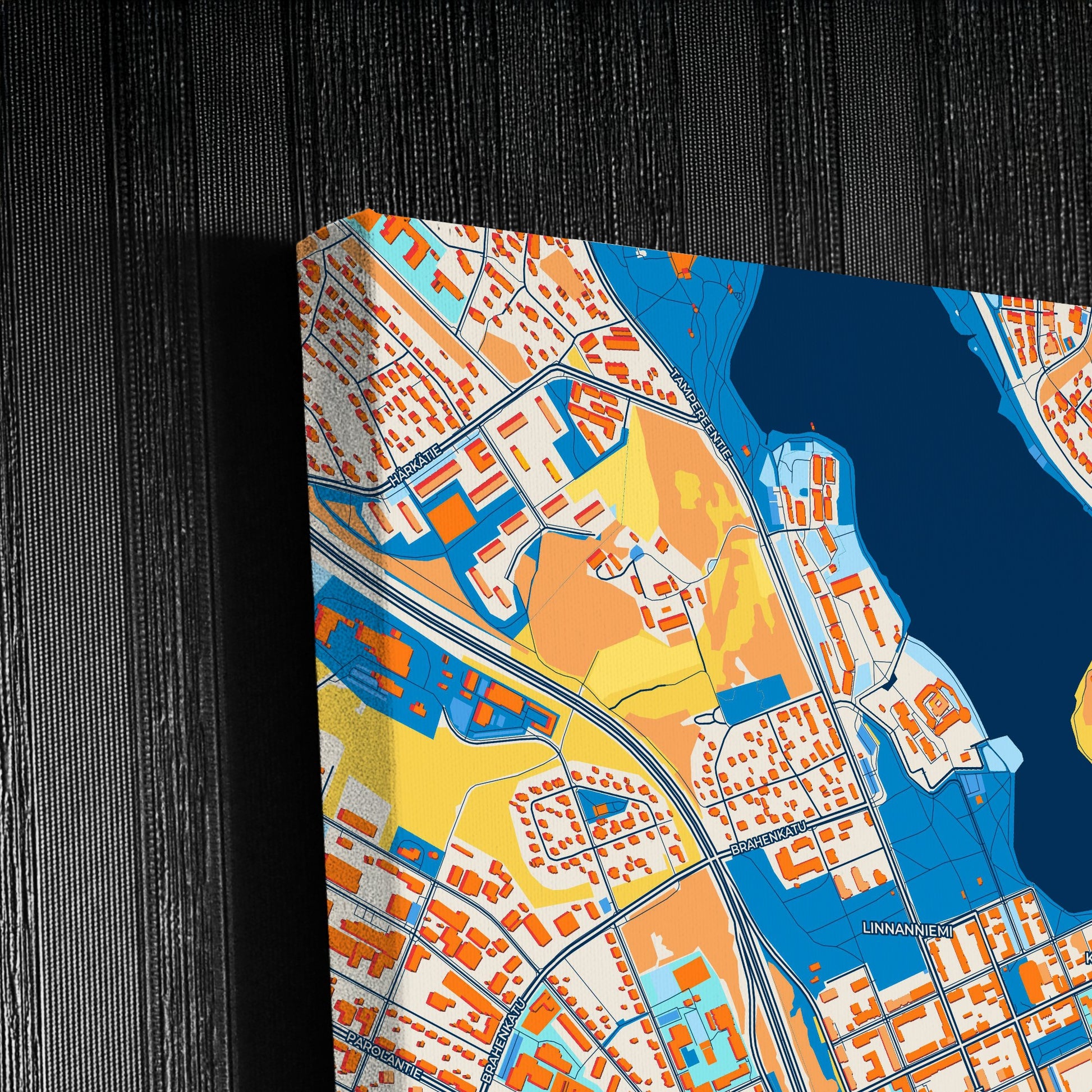Hämeenlinna Finland Colorful City Map Canvas Print Detail