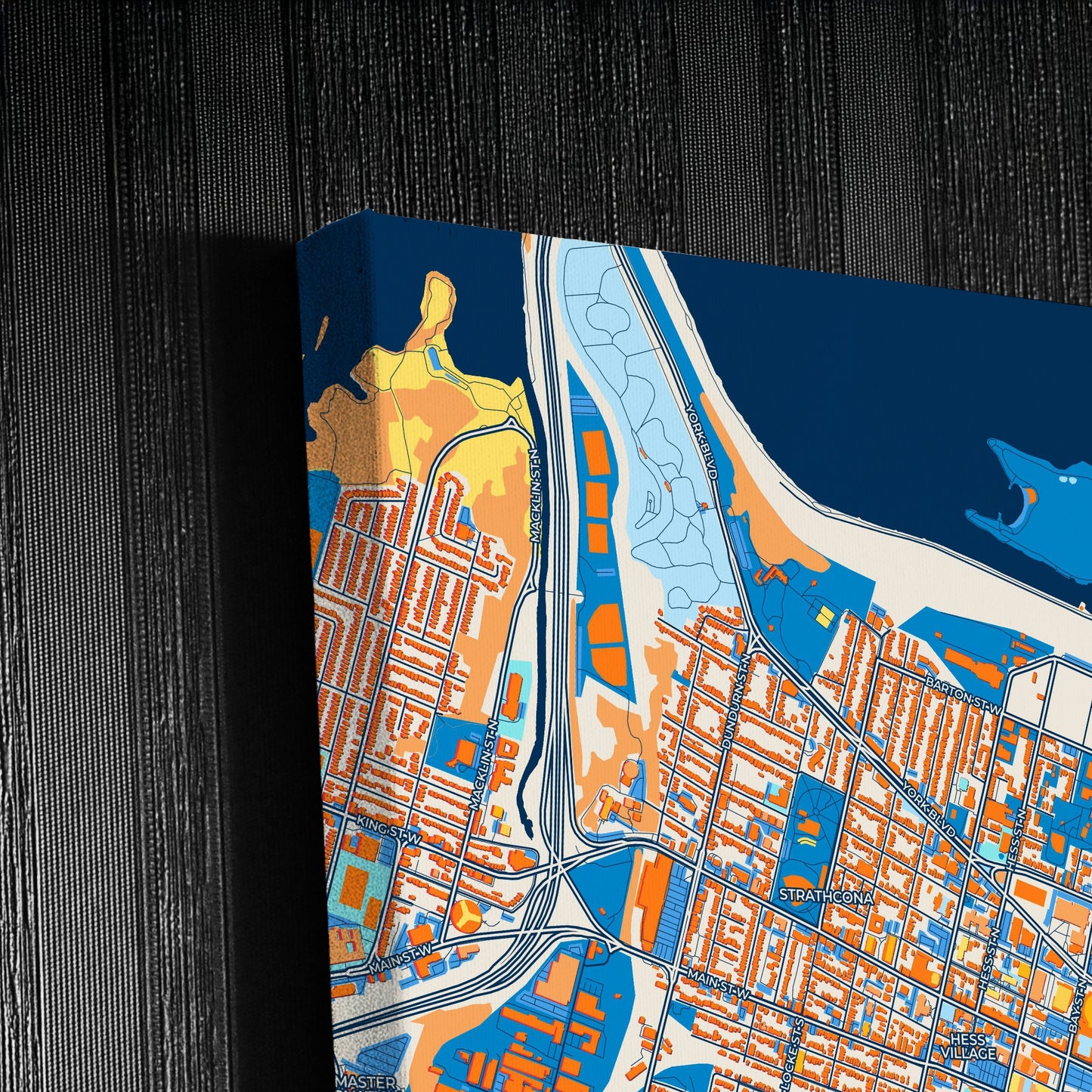 Hamilton Canada Colorful City Map Canvas Print Detail