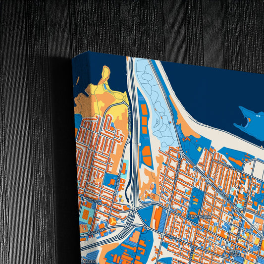 Hamilton Canada Colorful City Map Canvas Print Detail