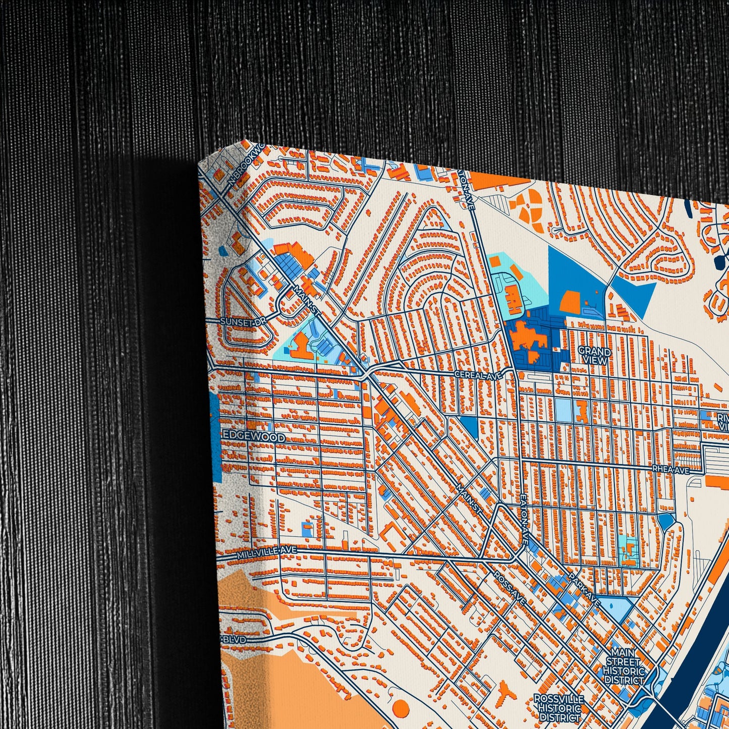 Hamilton Ohio Colorful City Map Canvas Print Detail