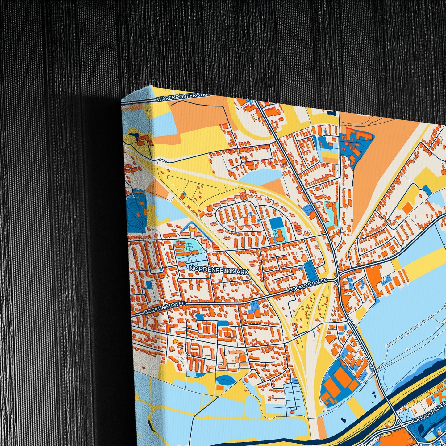 Hamm Germany Colorful City Map Canvas Print Detail