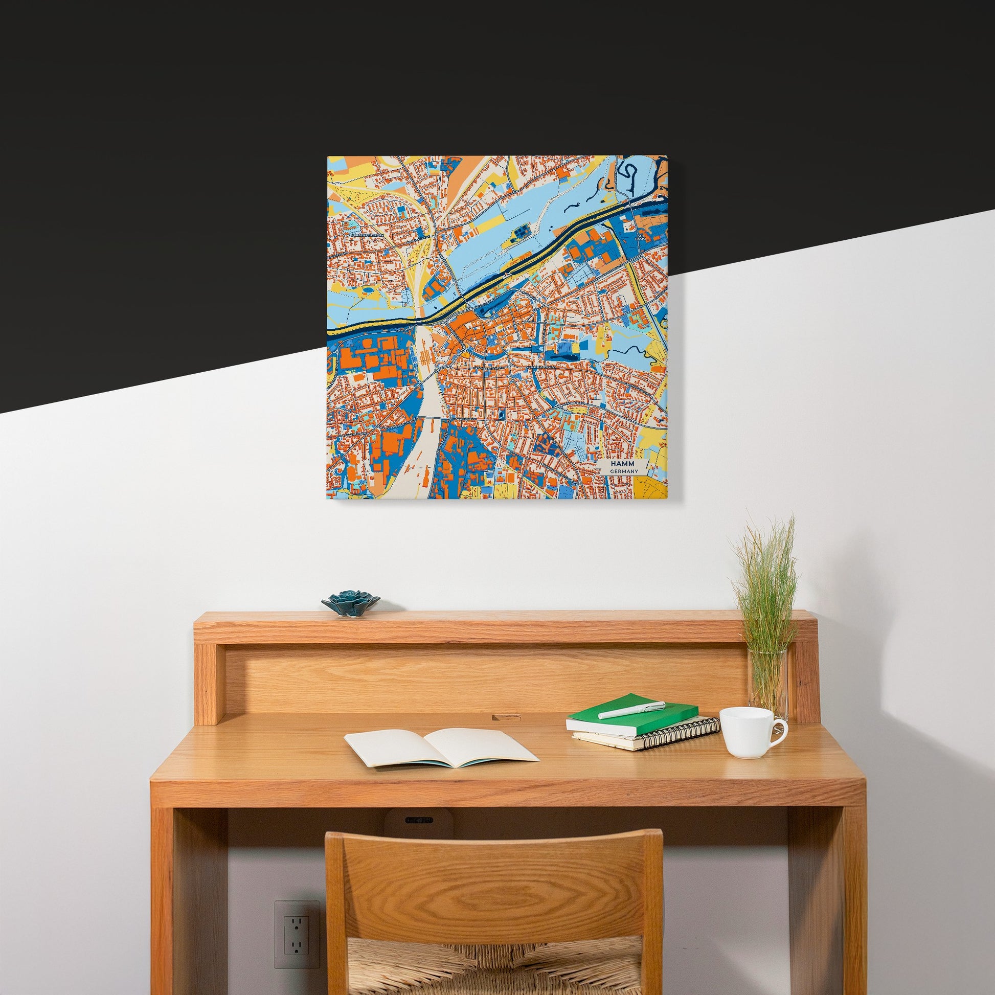 Hamm Germany Colorful City Map Canvas Print Scene