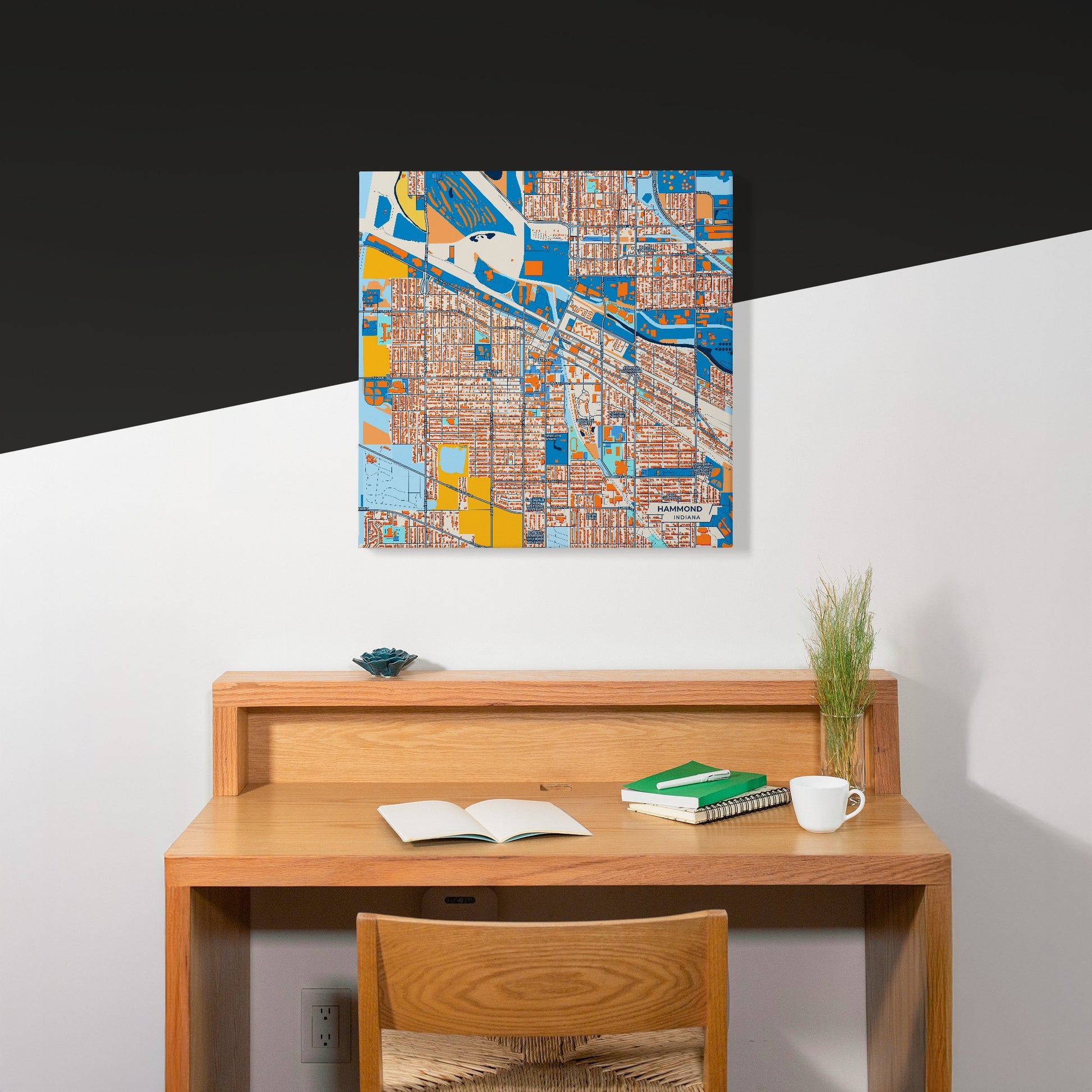 Hammond Indiana Colorful City Map Canvas Print Scene