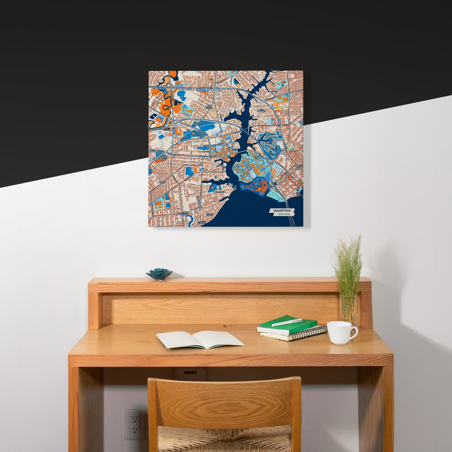 Hampton Virginia Colorful City Map Canvas Print Scene