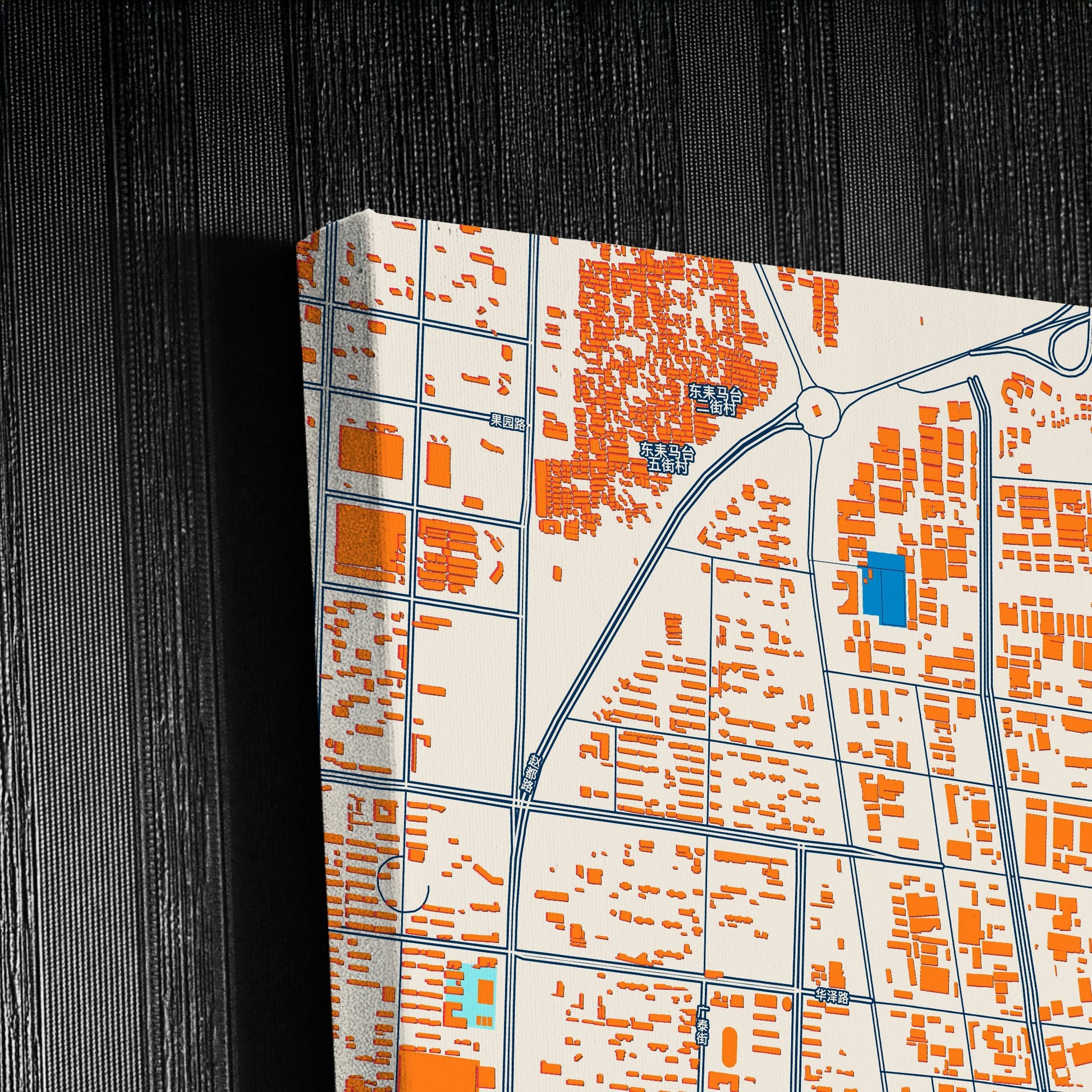 Handan China Colorful City Map Canvas Print Detail