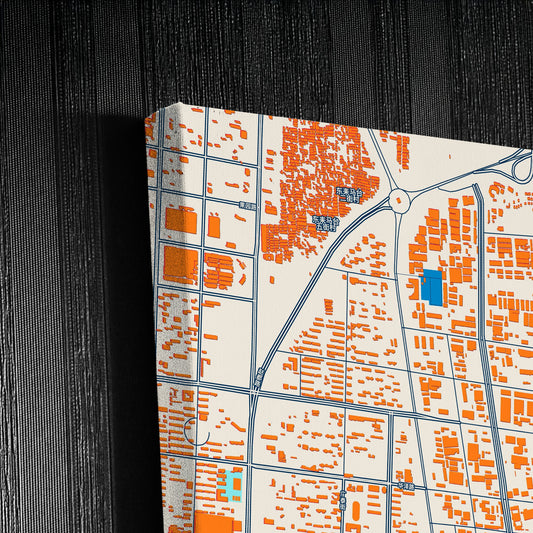 Handan China Colorful City Map Canvas Print Detail