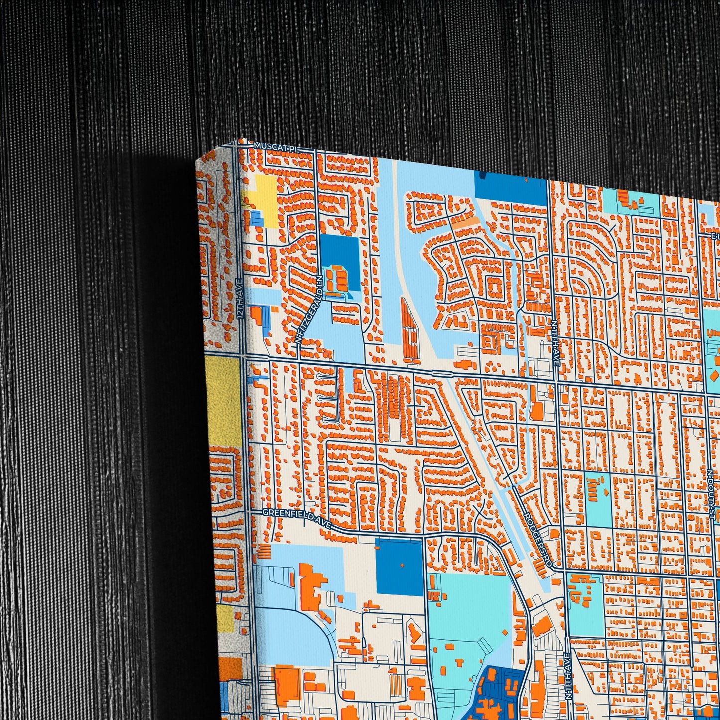 Hanford California Colorful City Map Canvas Print Detail