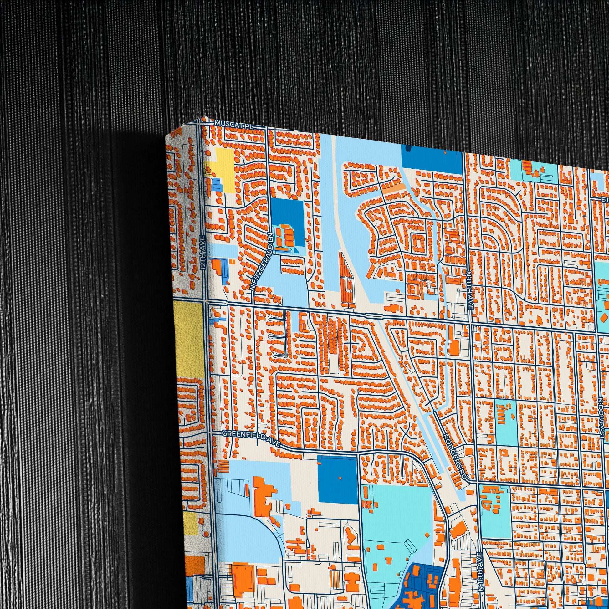 Hanford California Colorful City Map Canvas Print Detail