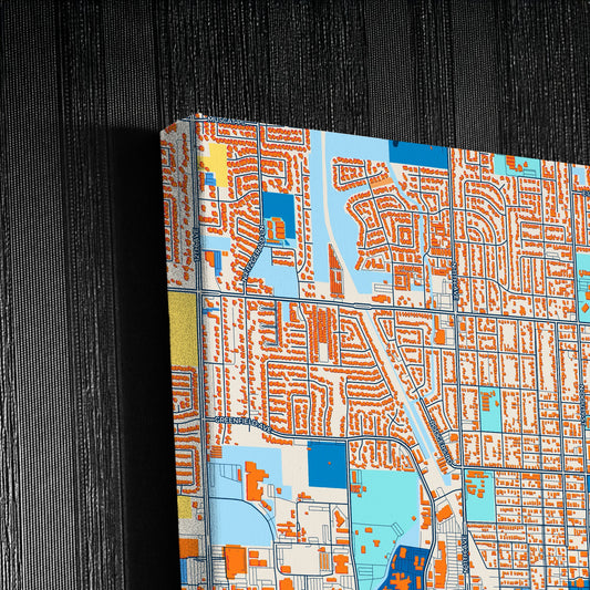 Hanford California Colorful City Map Canvas Print Detail