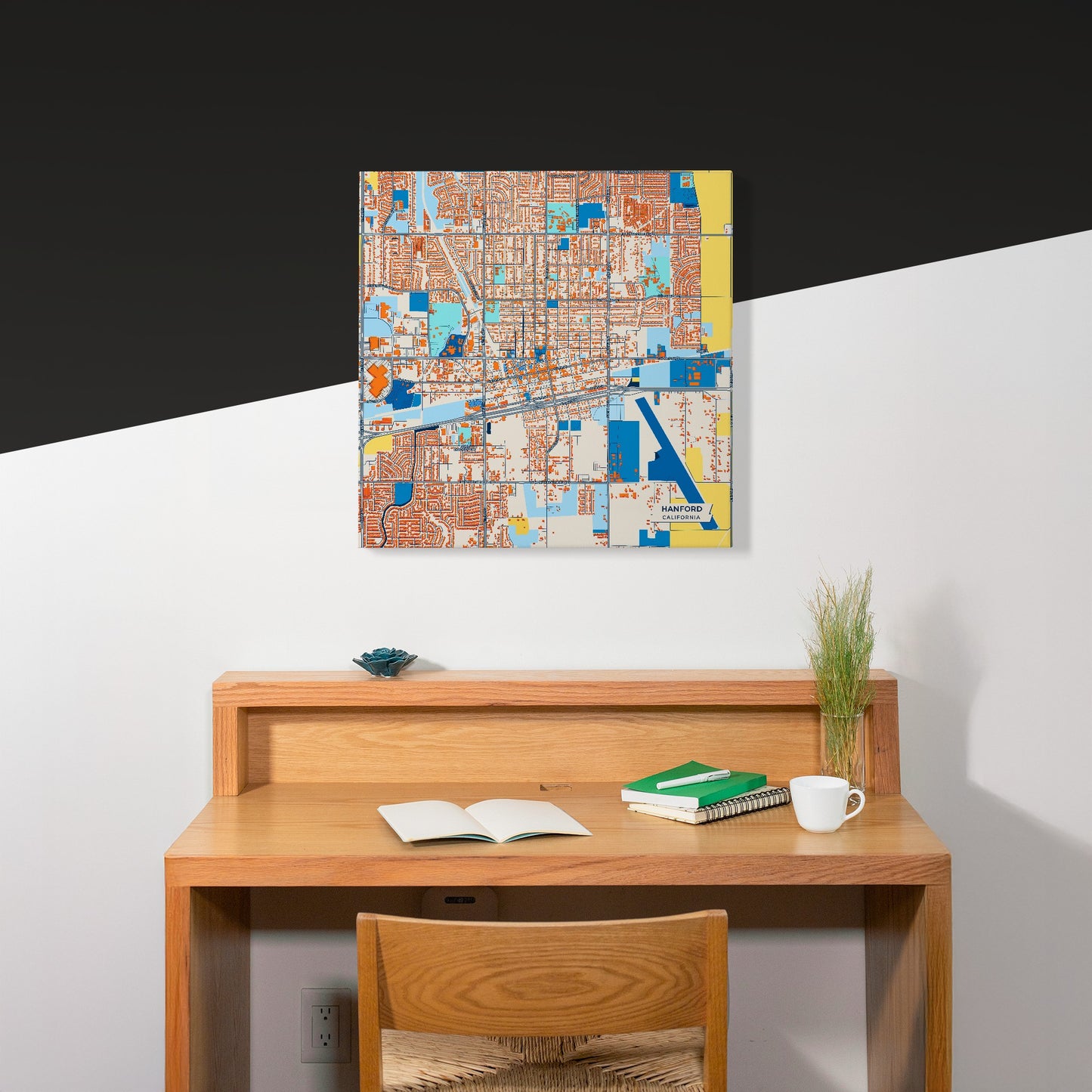 Hanford California Colorful City Map Canvas Print Scene