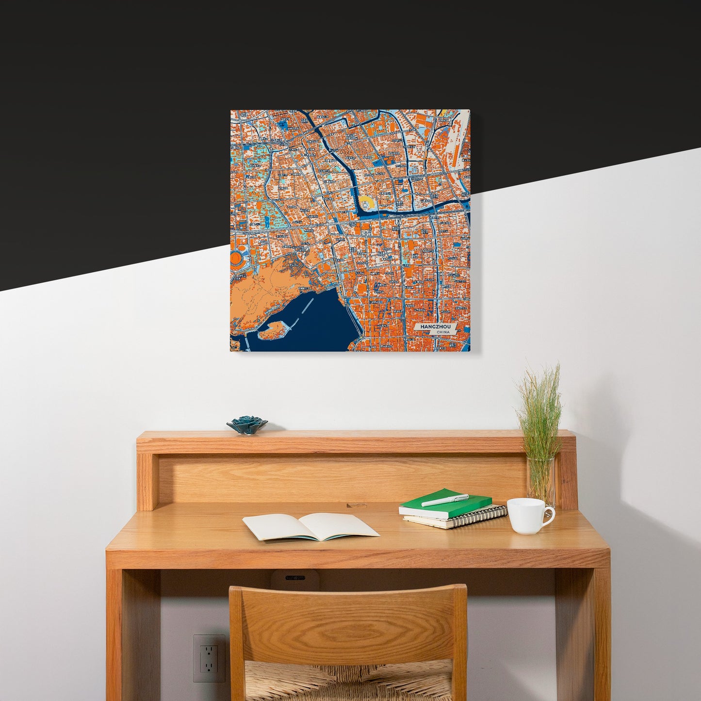 Hangzhou China Colorful City Map Canvas Print Scene