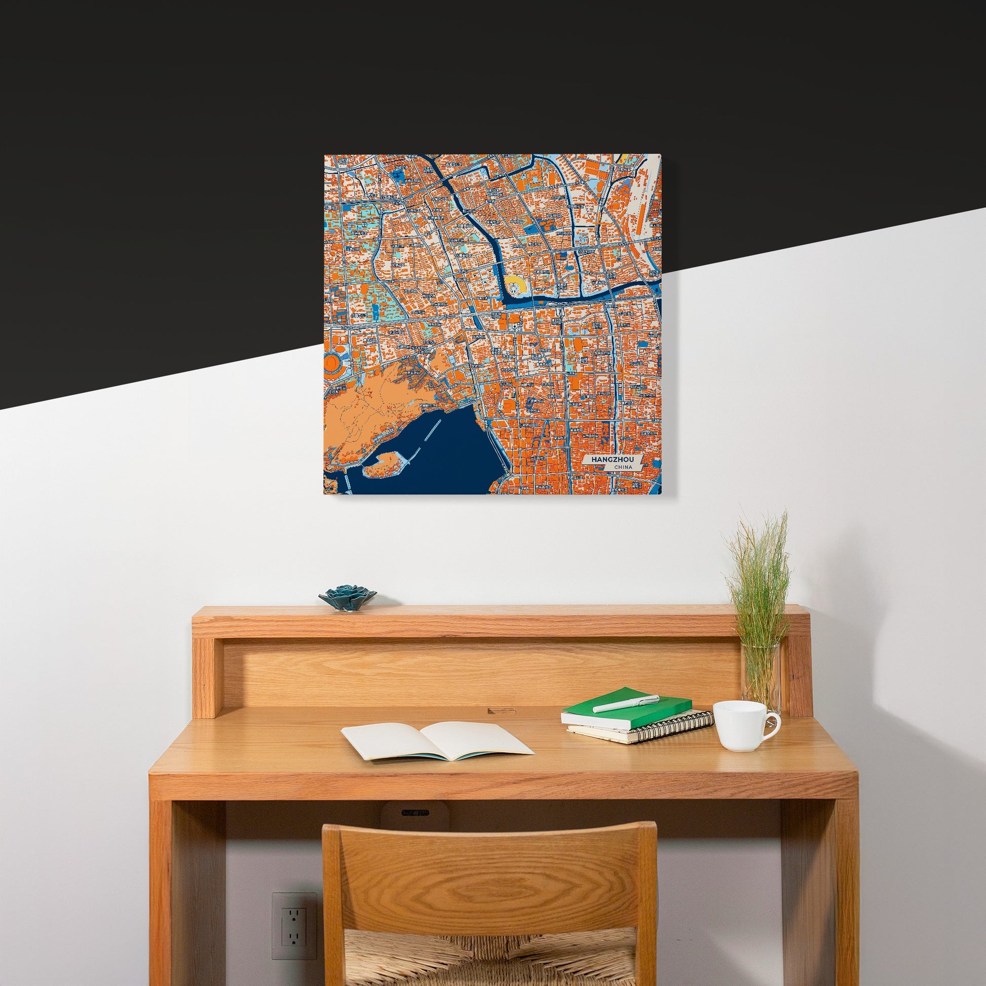 Hangzhou China Colorful City Map Canvas Print Scene