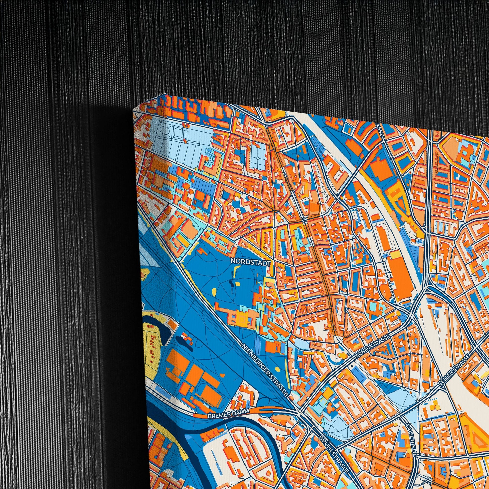 Hannover Germany Colorful City Map Canvas Print Detail