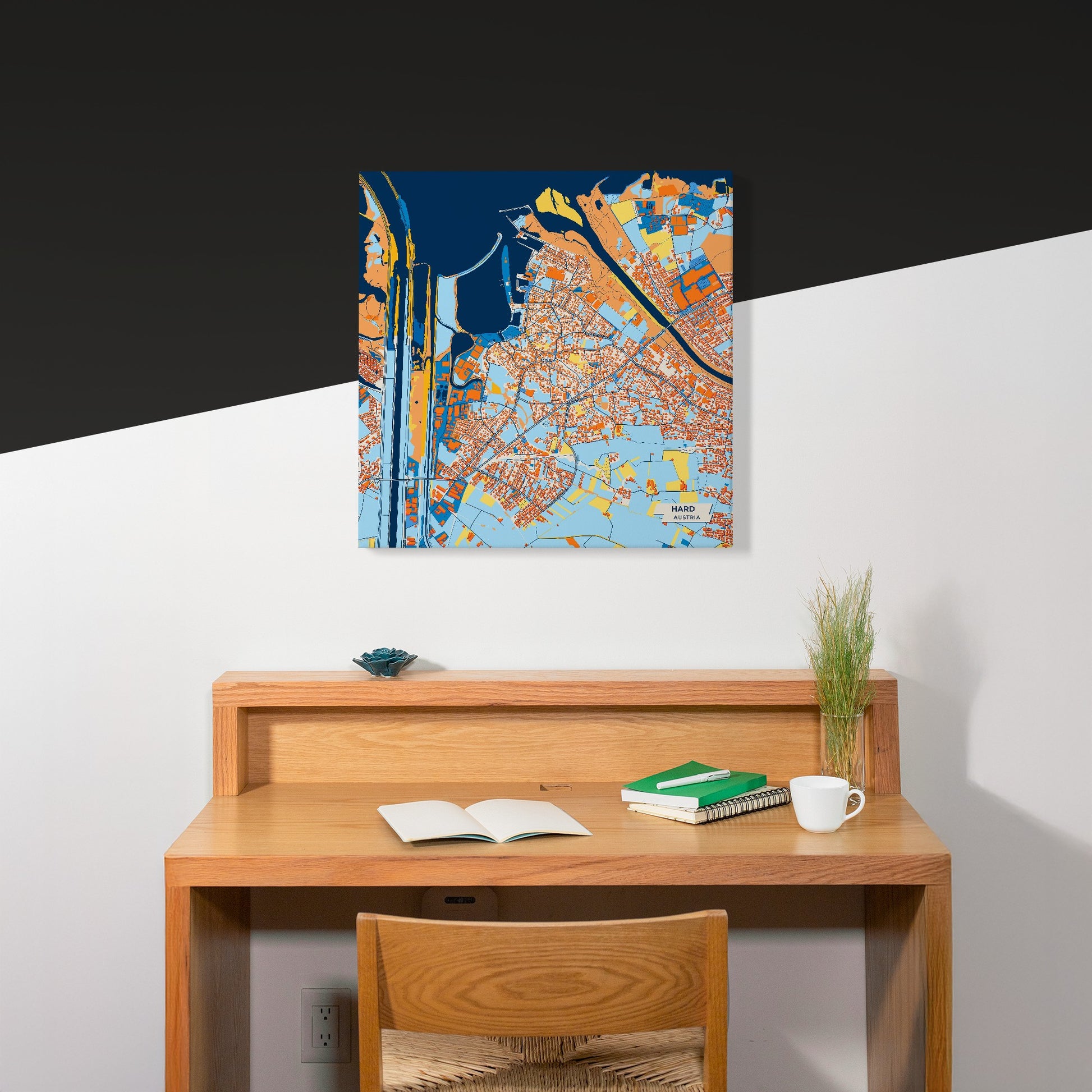 Hard Austria Colorful City Map Canvas Print Scene
