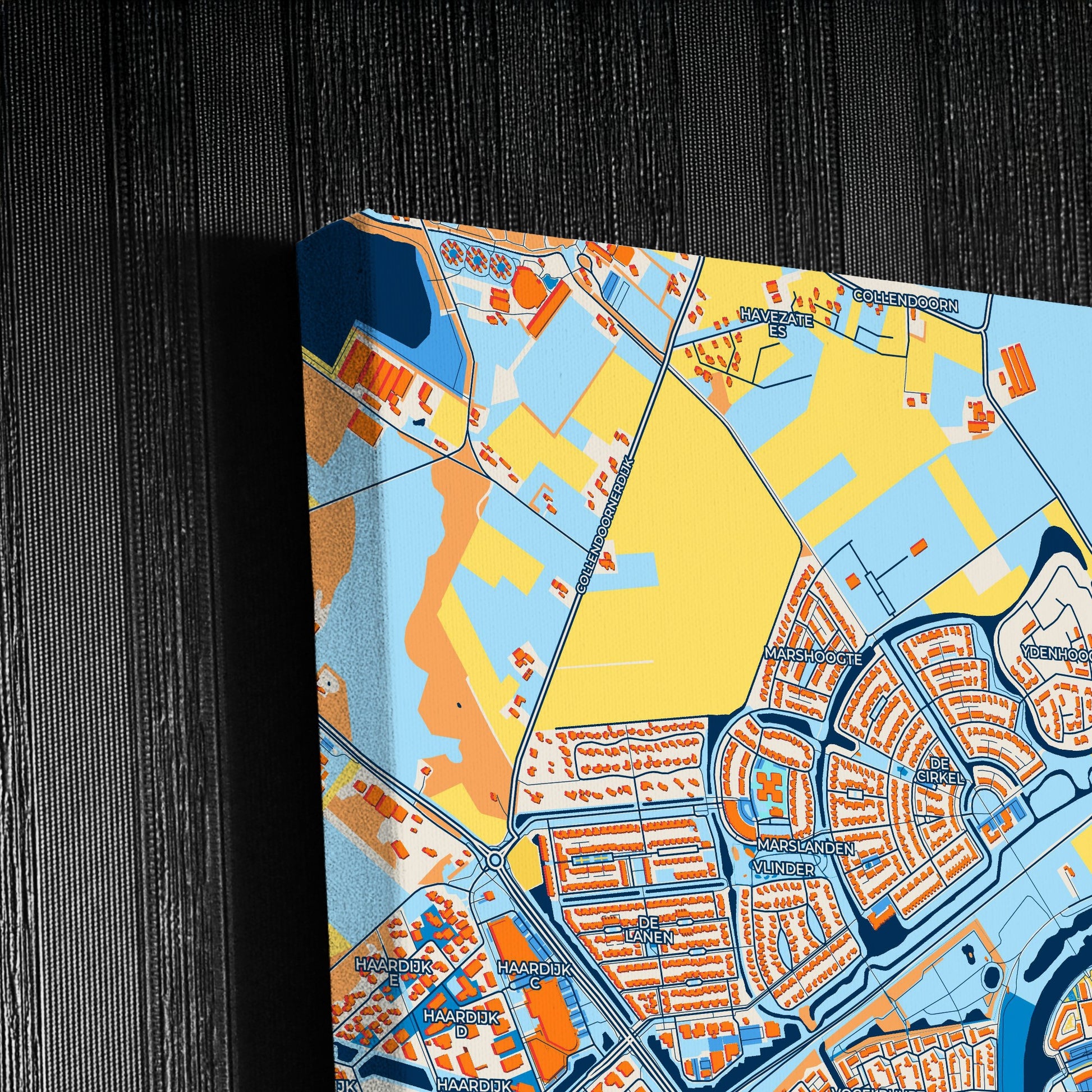 Hardenberg Netherlands Colorful City Map Canvas Print Detail