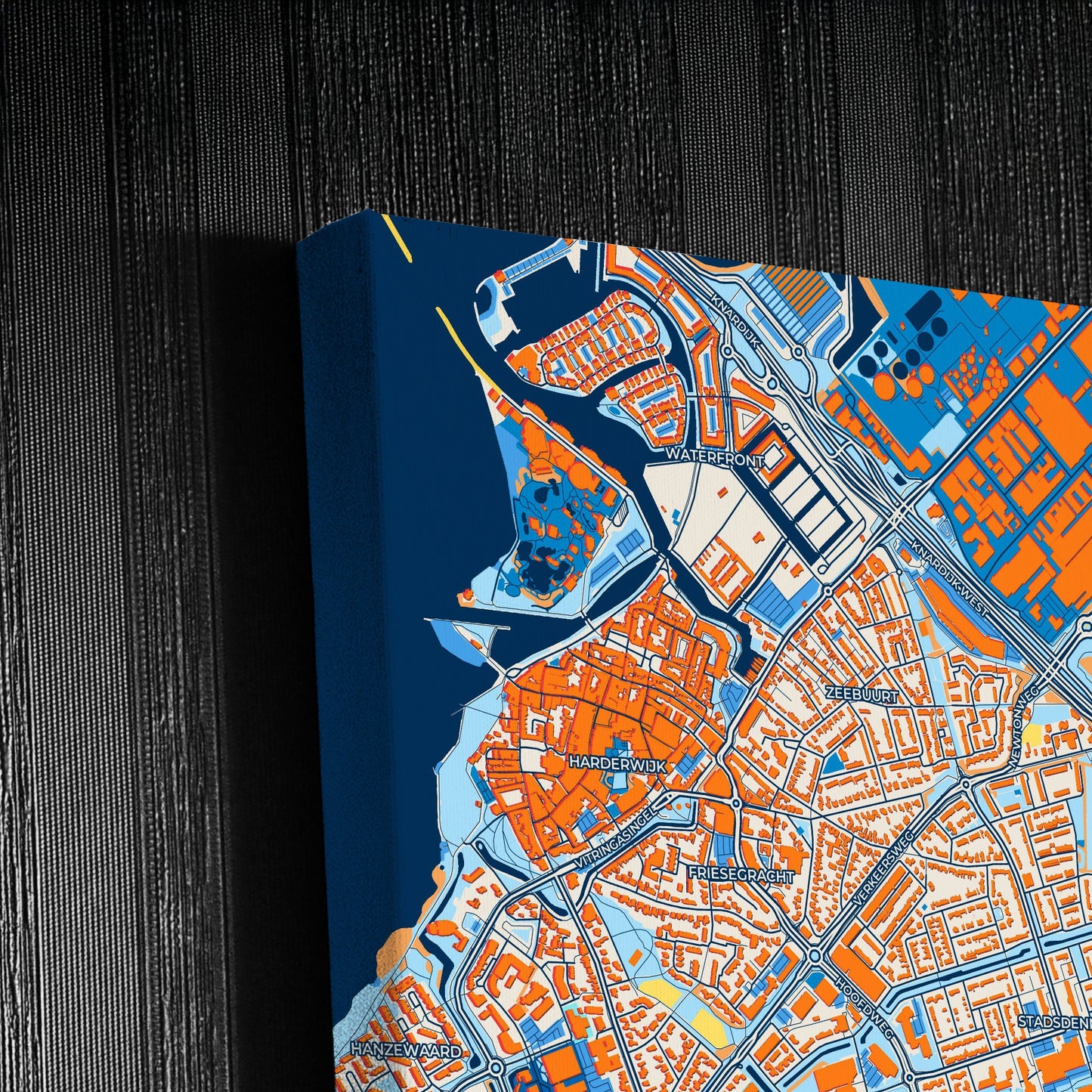 Harderwijk Netherlands Colorful City Map Canvas Print Detail