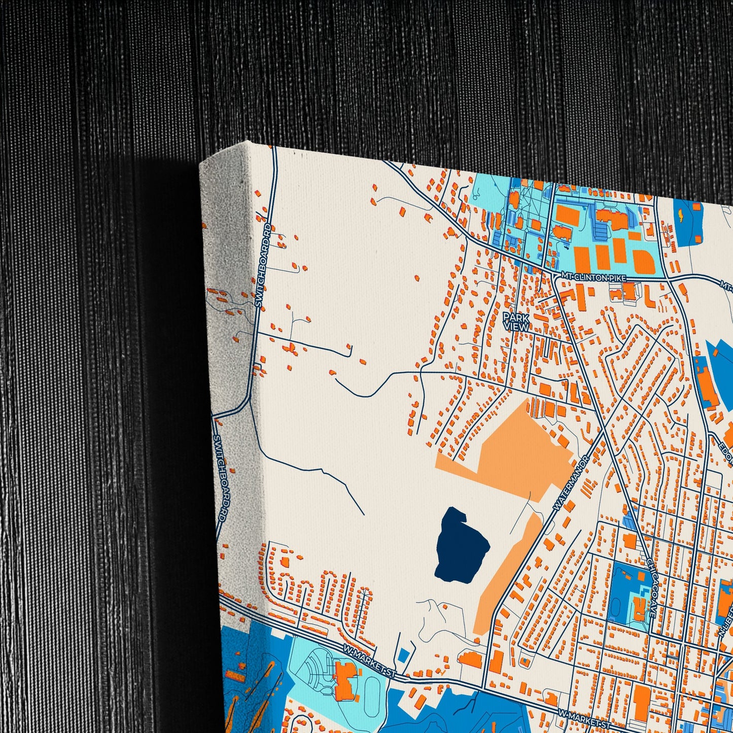 Harrisonburg Virginia Colorful City Map Canvas Print Detail