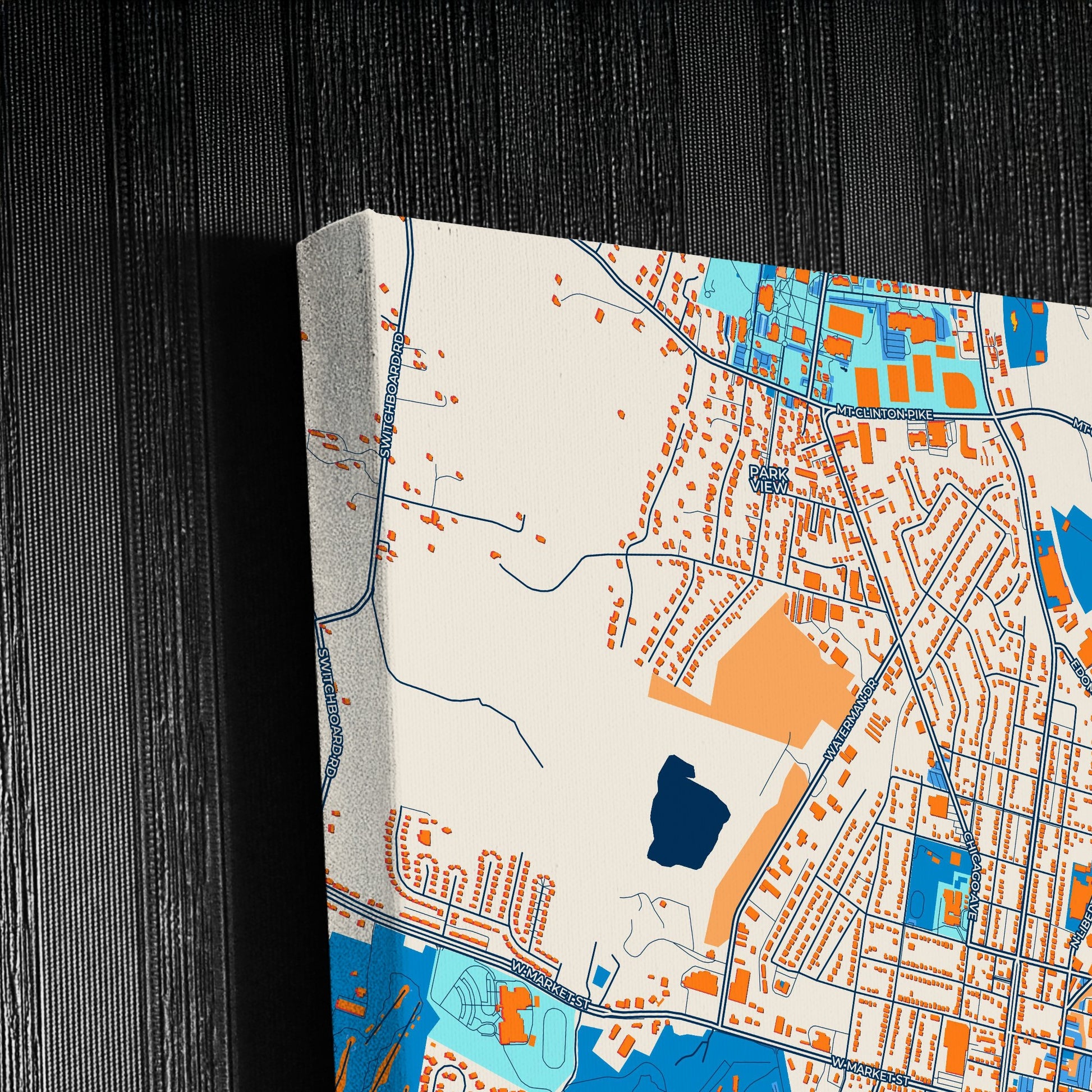 Harrisonburg Virginia Colorful City Map Canvas Print Detail